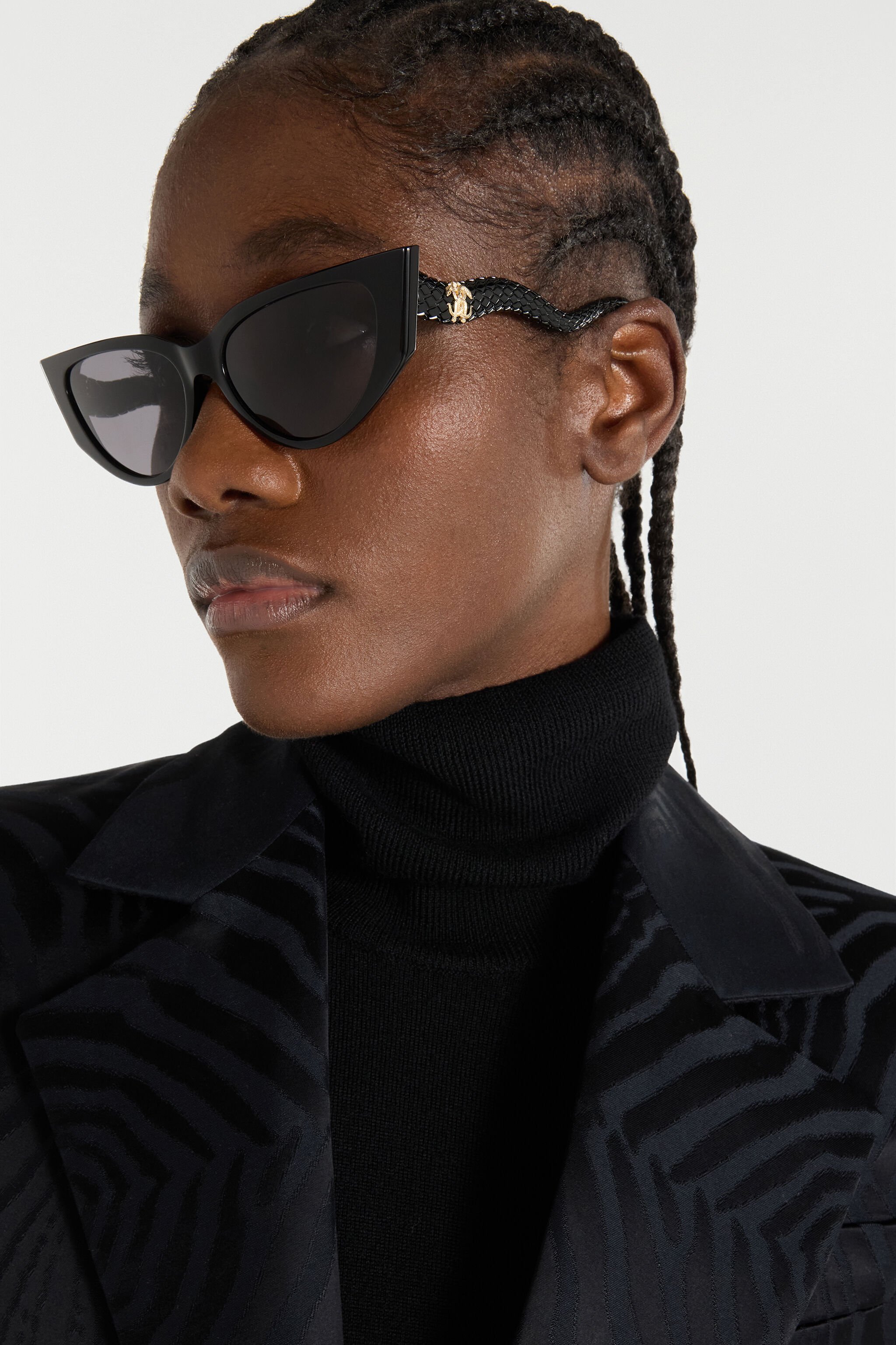 RC Cat-eye shape sunglasses with scale effect temples Black UALD12-ID207