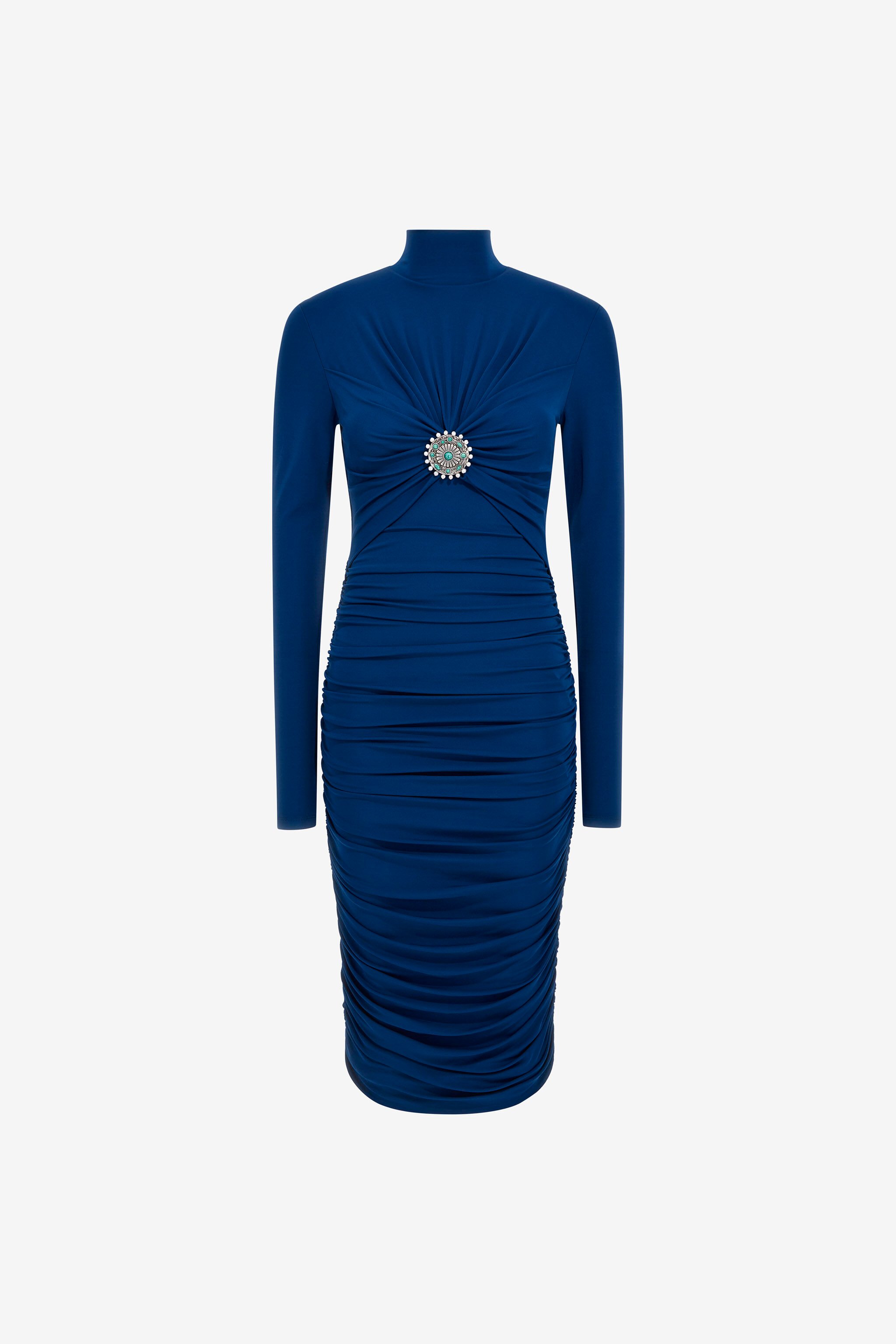 RC Midi dress with ruffles and stones Dark blue RWT141-JJ036