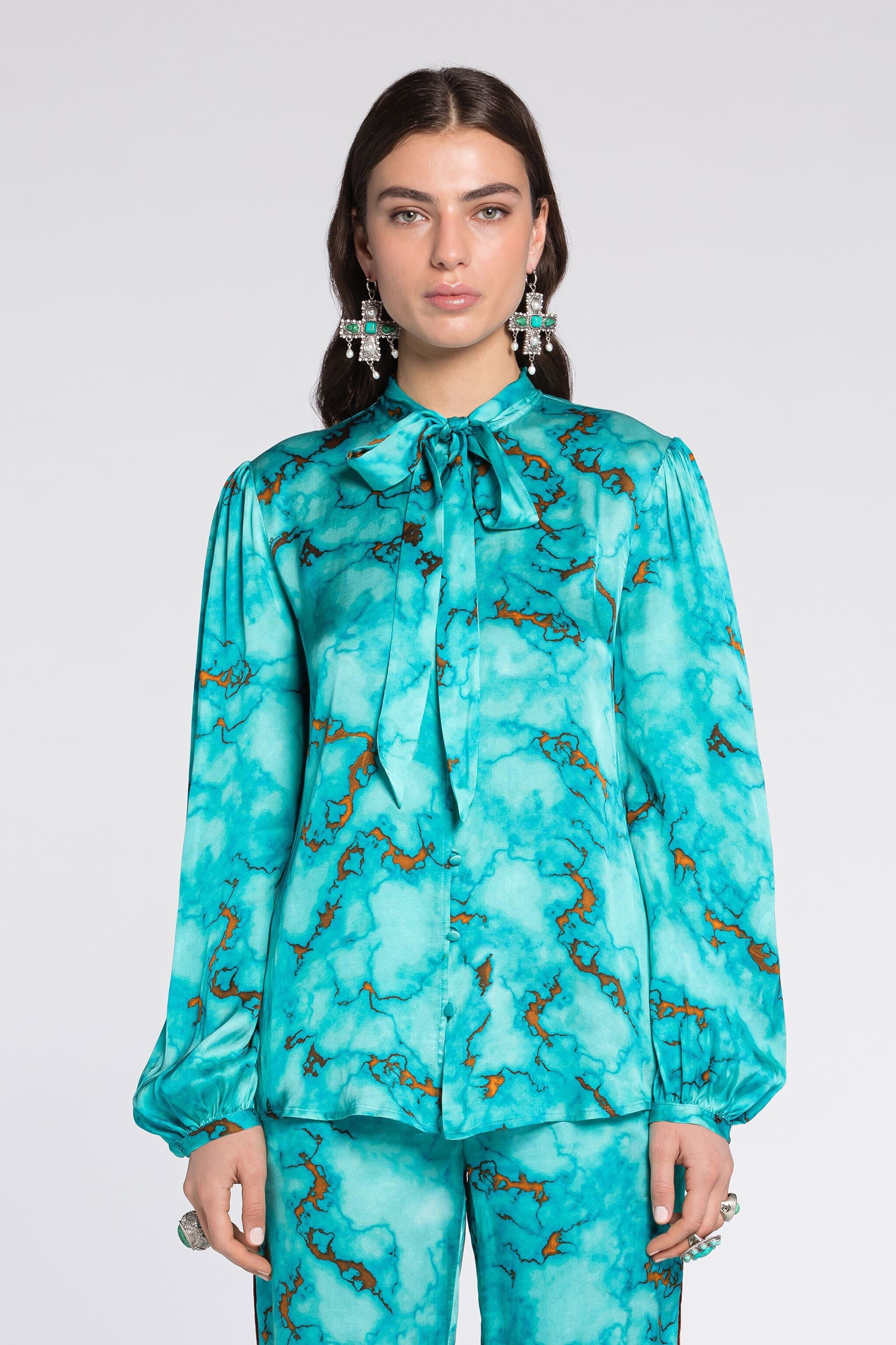 RC Marble-Print Shirt Light blue RKT705-SZH62
