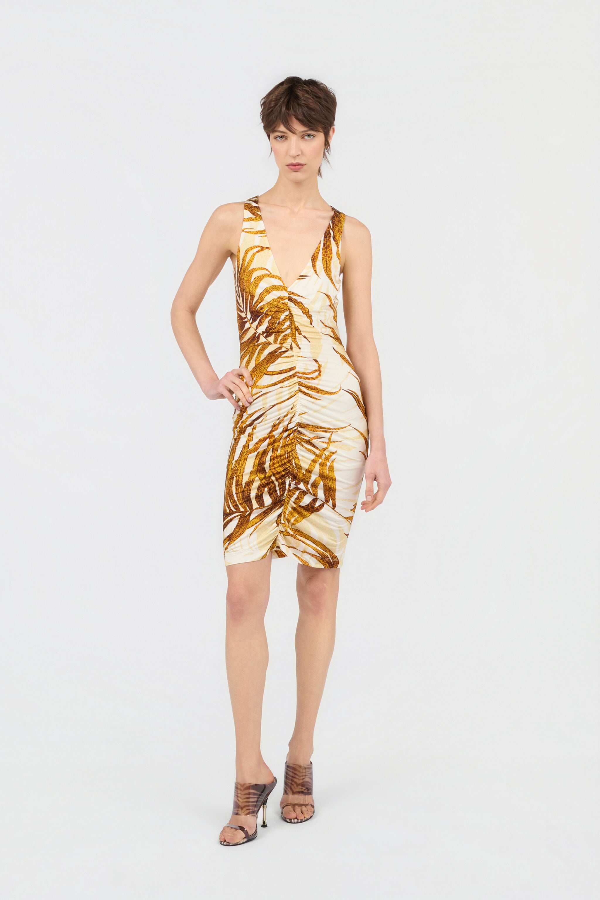 JC Vestido Mini Con Estampado Golden Palm DAFFODIL WFT293-WF691