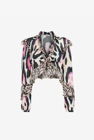 ${brand} Jaguar-Print Ruffle-Trimmed Cropped Top ${colorDescription} ${masterID}