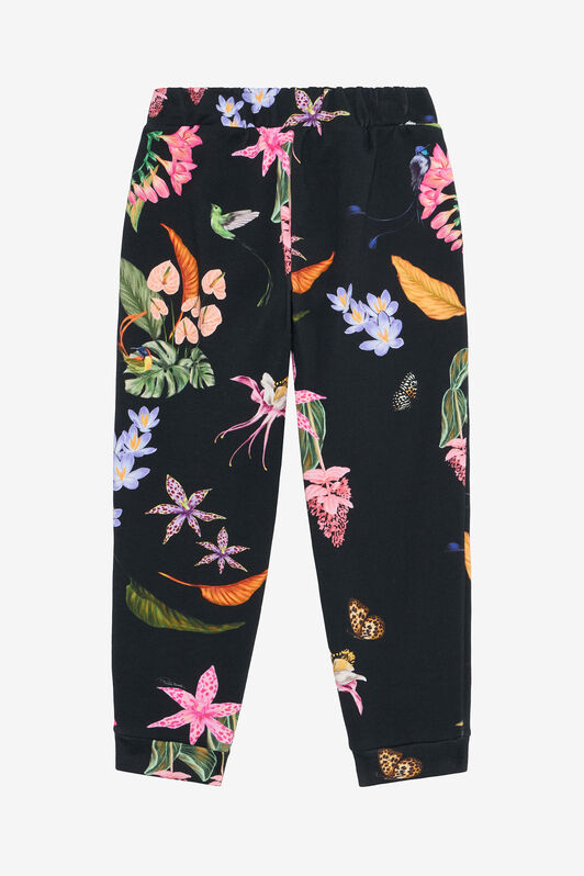 JU Black Track Pants with Tropical Print BLACK VJT23B-5OP32