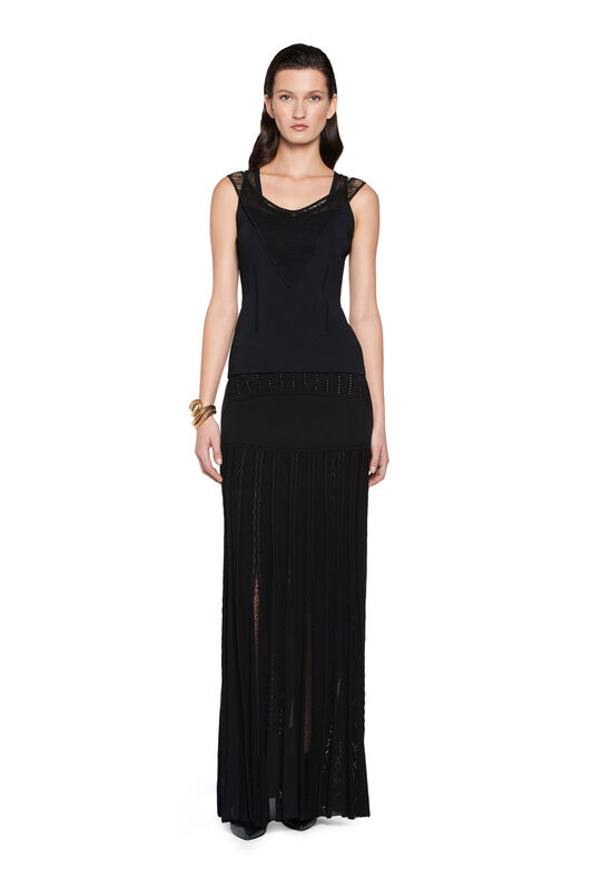 RC Long geometric lace wool skirt Black HQM310-MI001