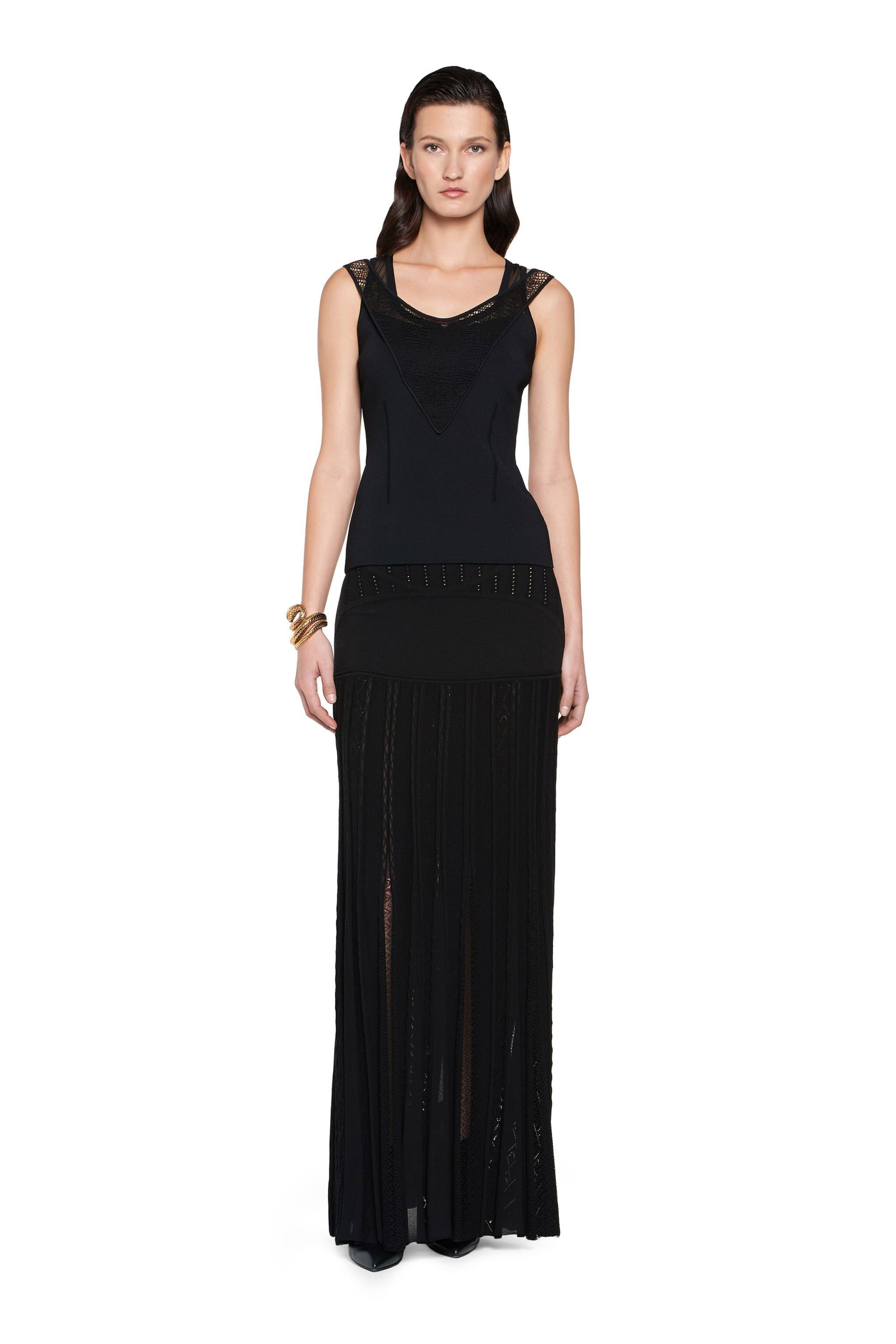 RC Long geometric lace wool skirt Black HQM310-MI001
