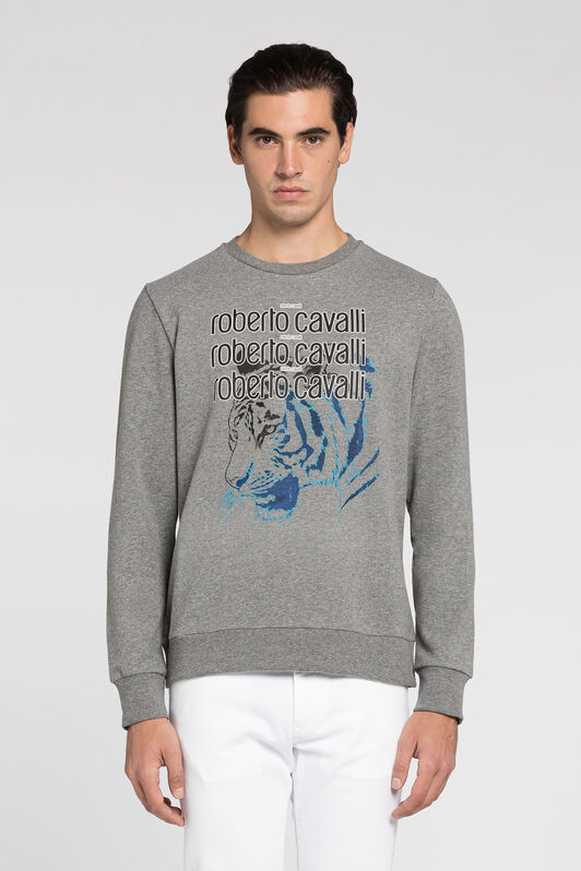 RC Logo And Tiger-Print Sweatshirt Gray JST65D-CF054
