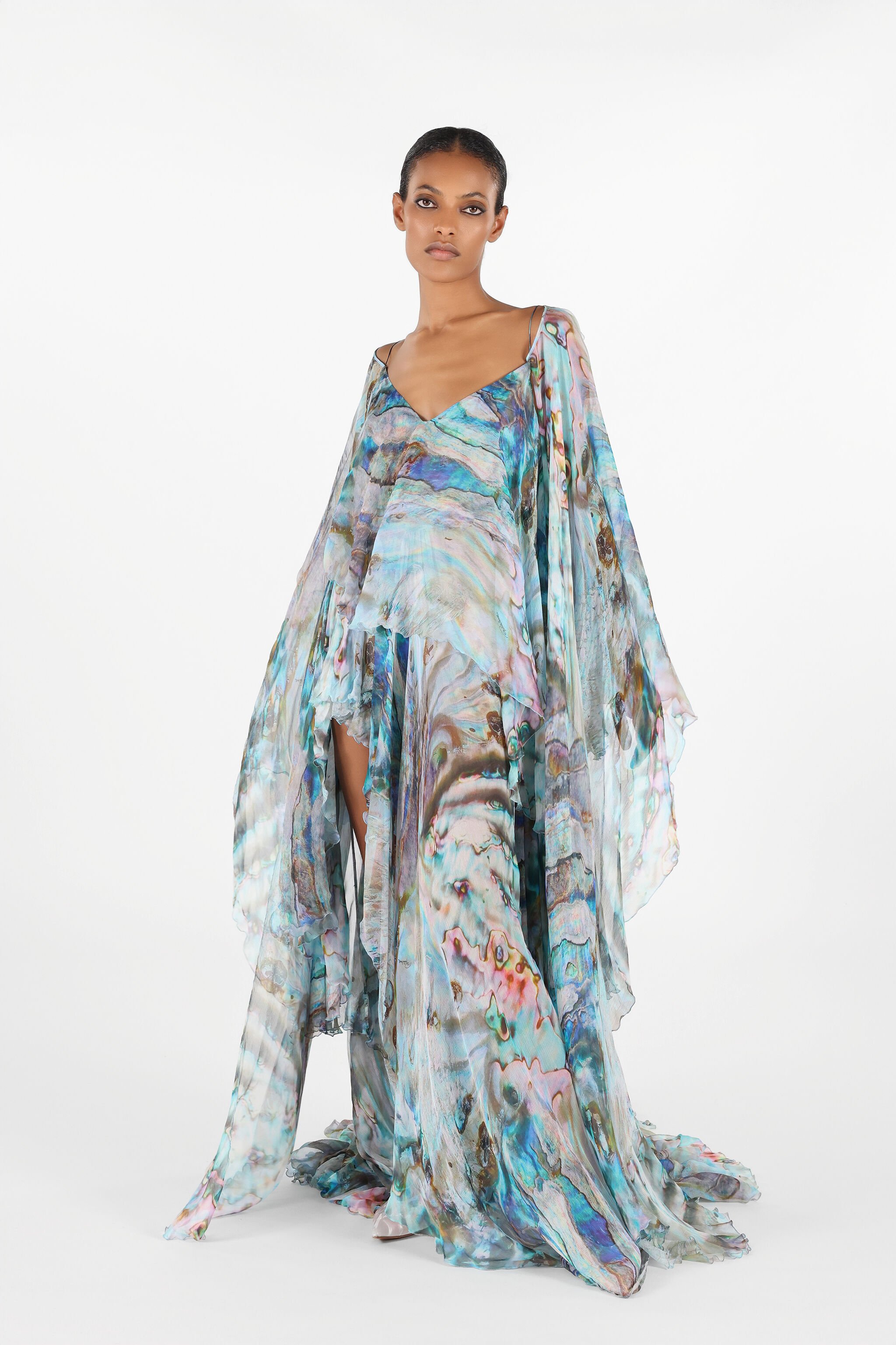 RC Mermaid Print Long Dress Blue/Silver UWT106-CKN92