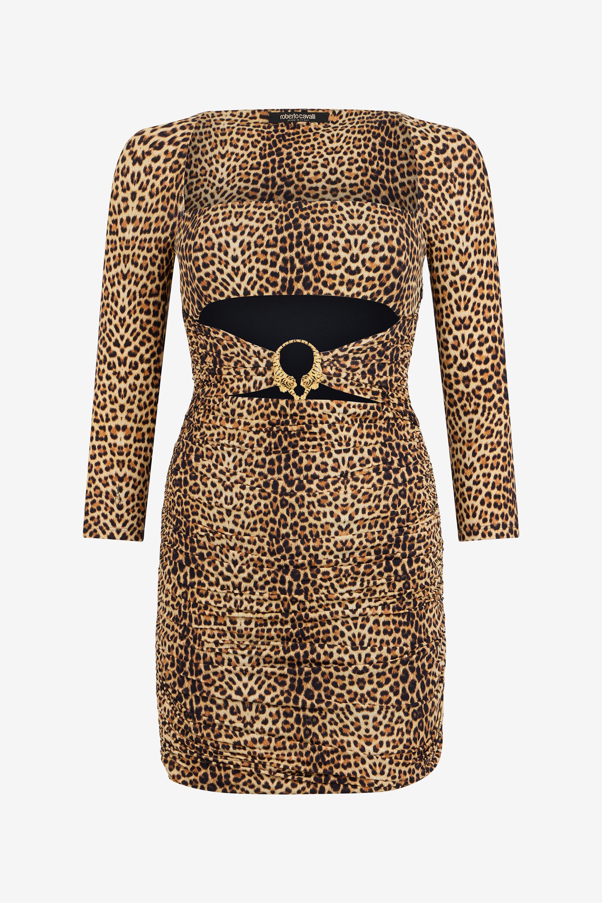 RC Mini Dress with Baby Jaguar Print and Cut-Out Detail RC Mini Dress with Baby Jaguar Print and Cut-Out Detail BROWN WQT124-LNR31