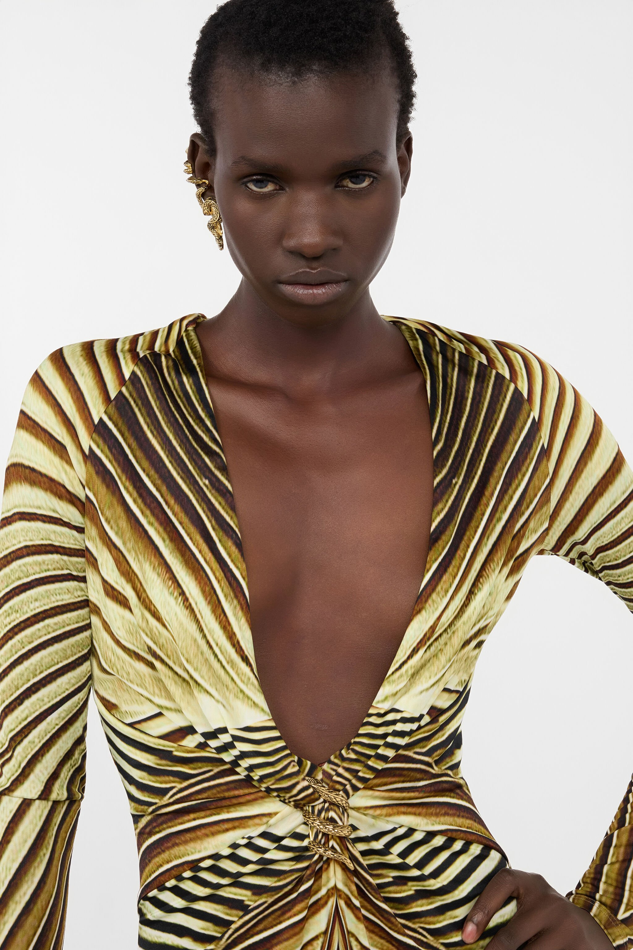 RC Extra-Long Dress with Ray Of Gold Print NATURAL/GOLD WWT113-JRS34