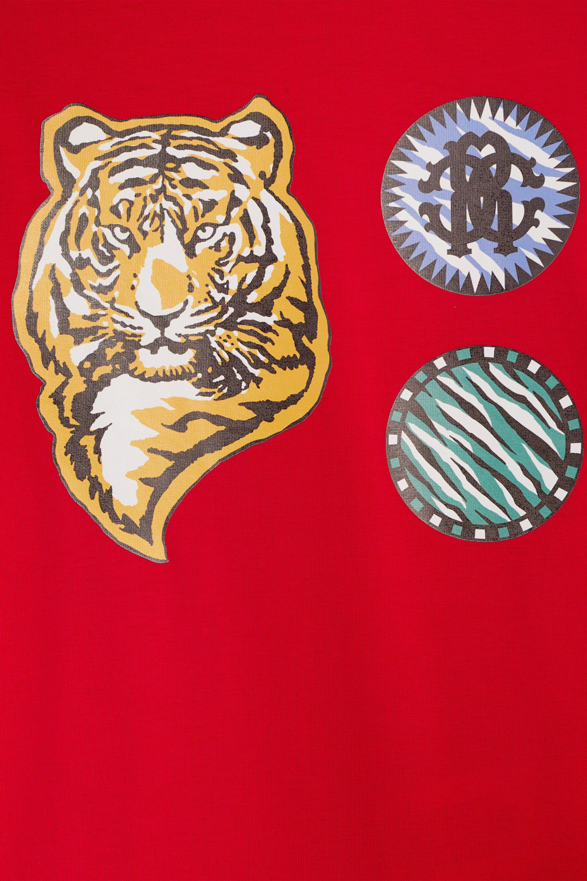 JU Tiger stamps print long sleeve T-shirt RED JJT60B-JV025