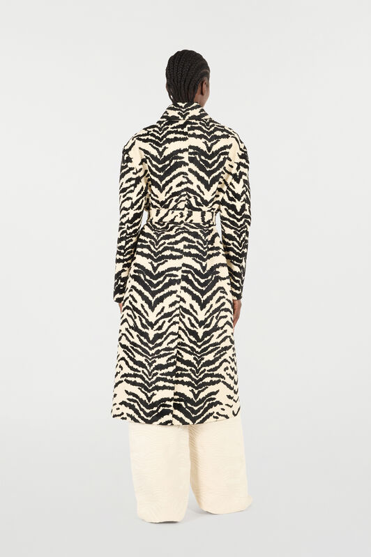 RC Coat With White Tigress Print Black/White UKT504-DJ088