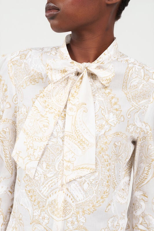 RC Ornamental White Print Shirt WHITE WQT701-RLR36