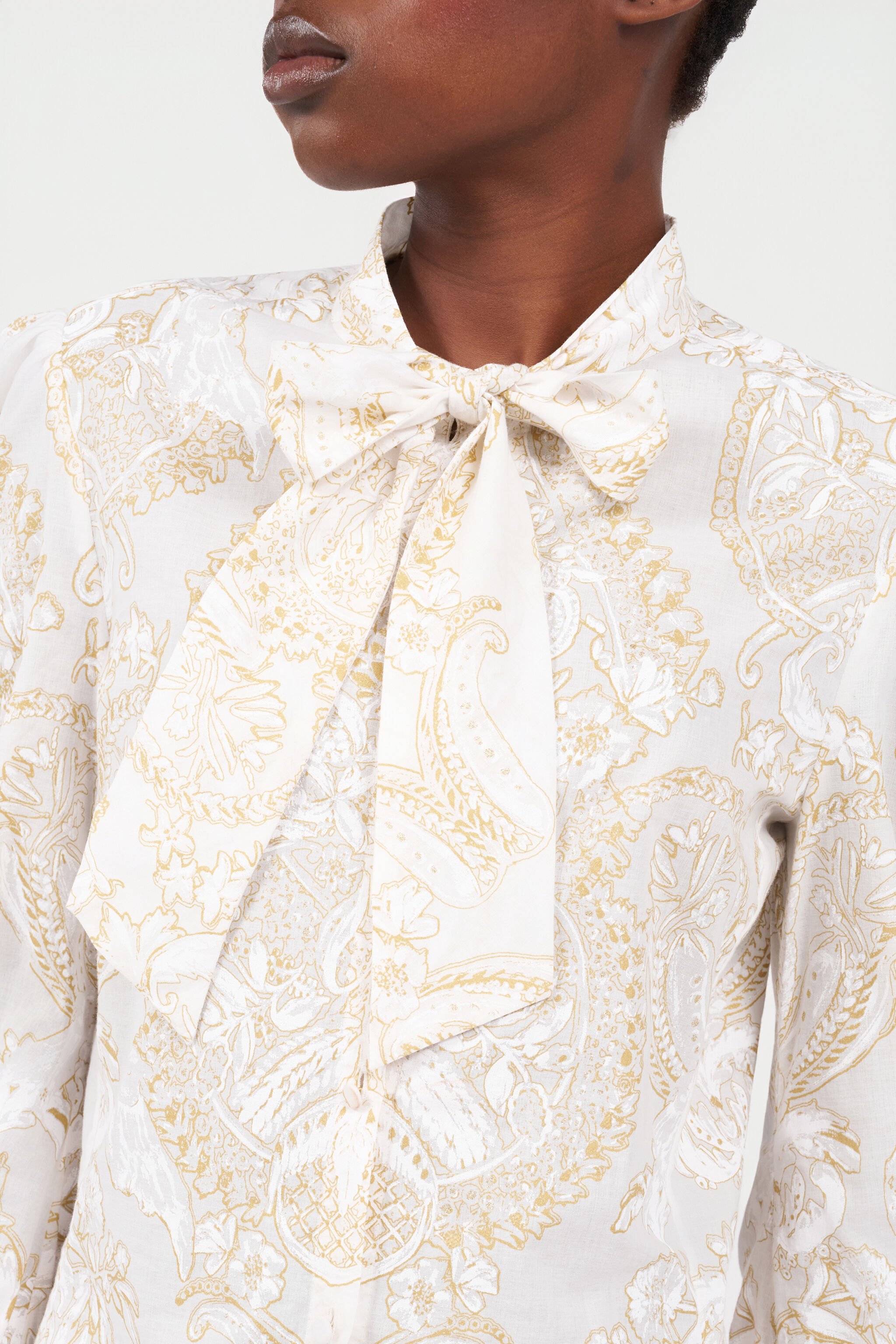 RC Ornamental White Print Shirt WHITE WQT701-RLR36