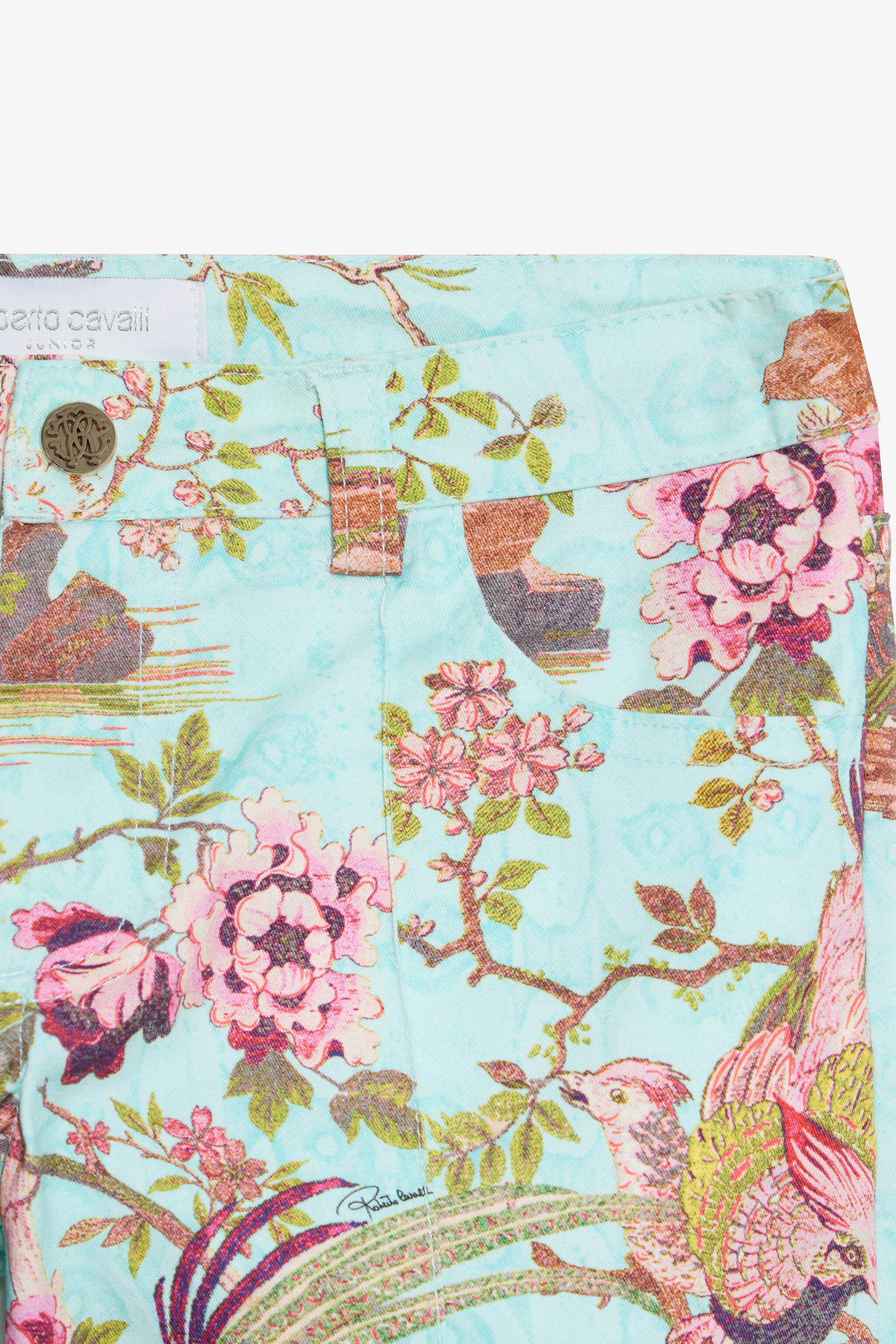JU Multicolor Trousers with Floral and Pheasant Print MULTICOLOR VJT23J-6SQ07