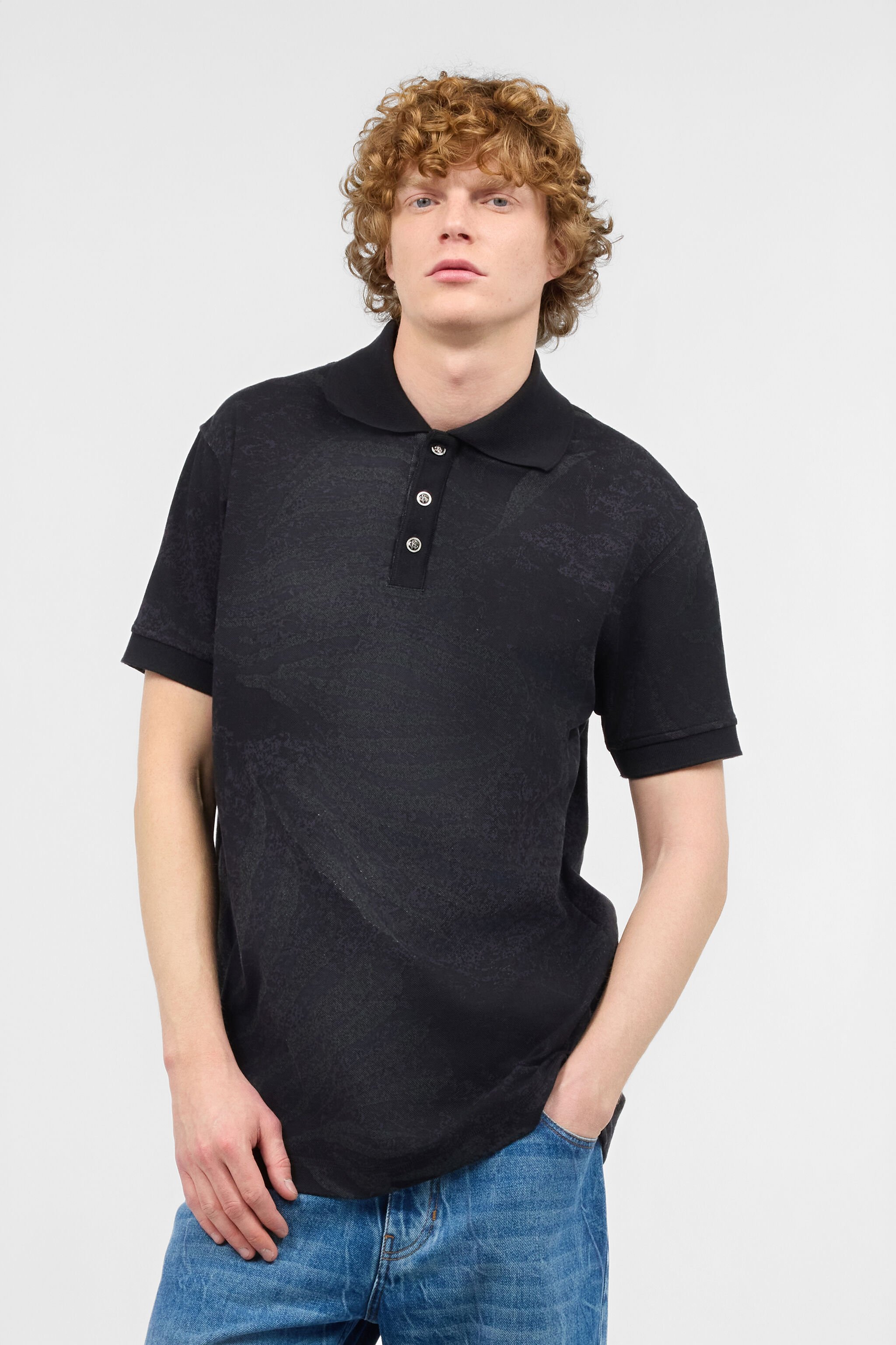 RC Poloshirt Mit Animal-Print Schwarz URT64J-XKN54