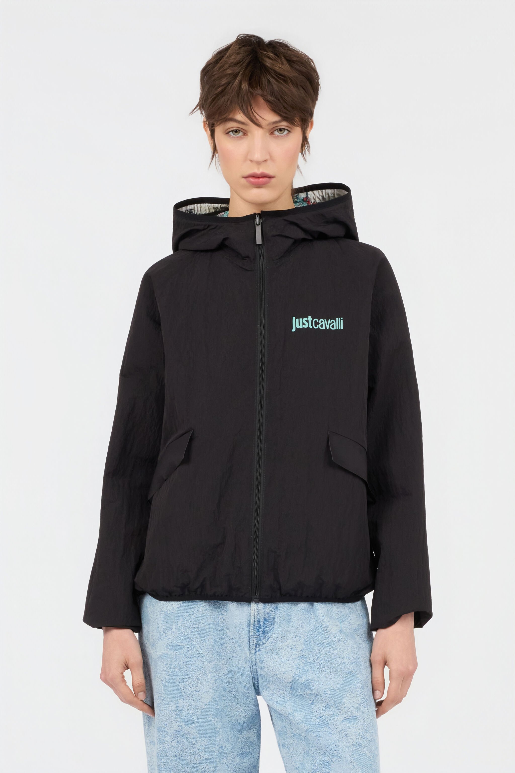 JC Giacca In Nylon con Stampa Tropical Garden 217 AZZURRO + 582 AR WFT348-WF746