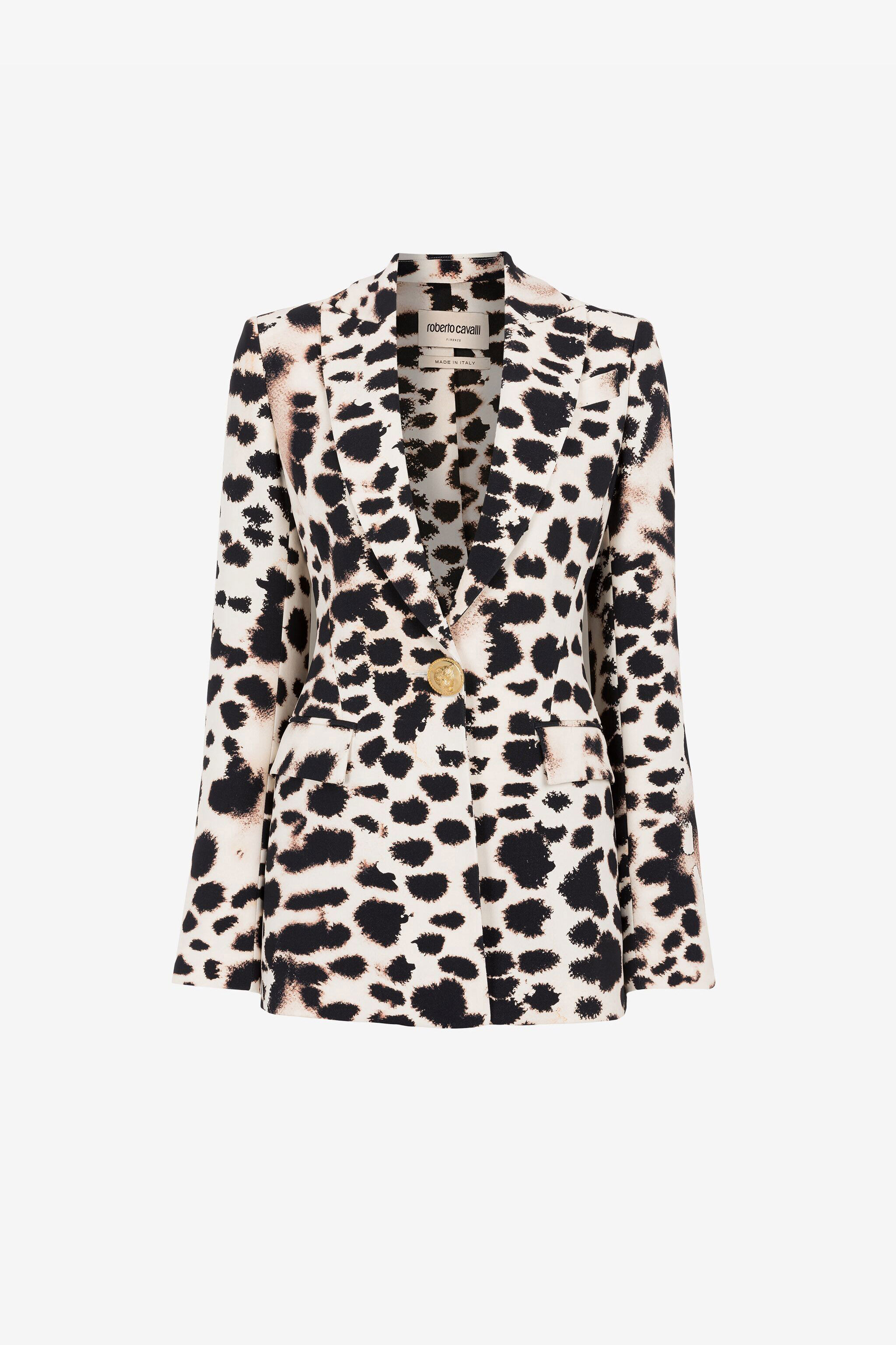 RC Animal-print single-breasted blazer Black/White QKT401-7OF49