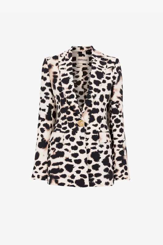 RC Animal-print single-breasted blazer RC Animal-print single-breasted blazer Black/White QKT401-7OF49