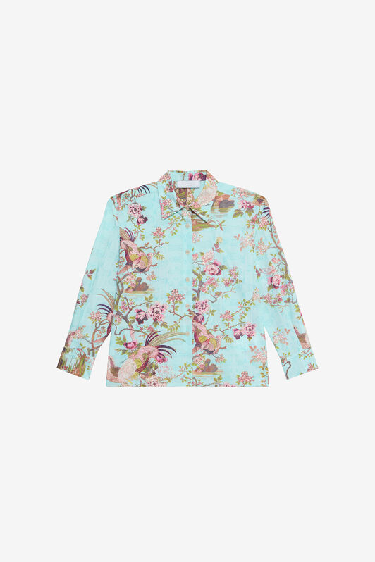 JU Multicolor Shirt with Floral and Pheasant Print MULTICOLOR VJT70F-7MQ07
