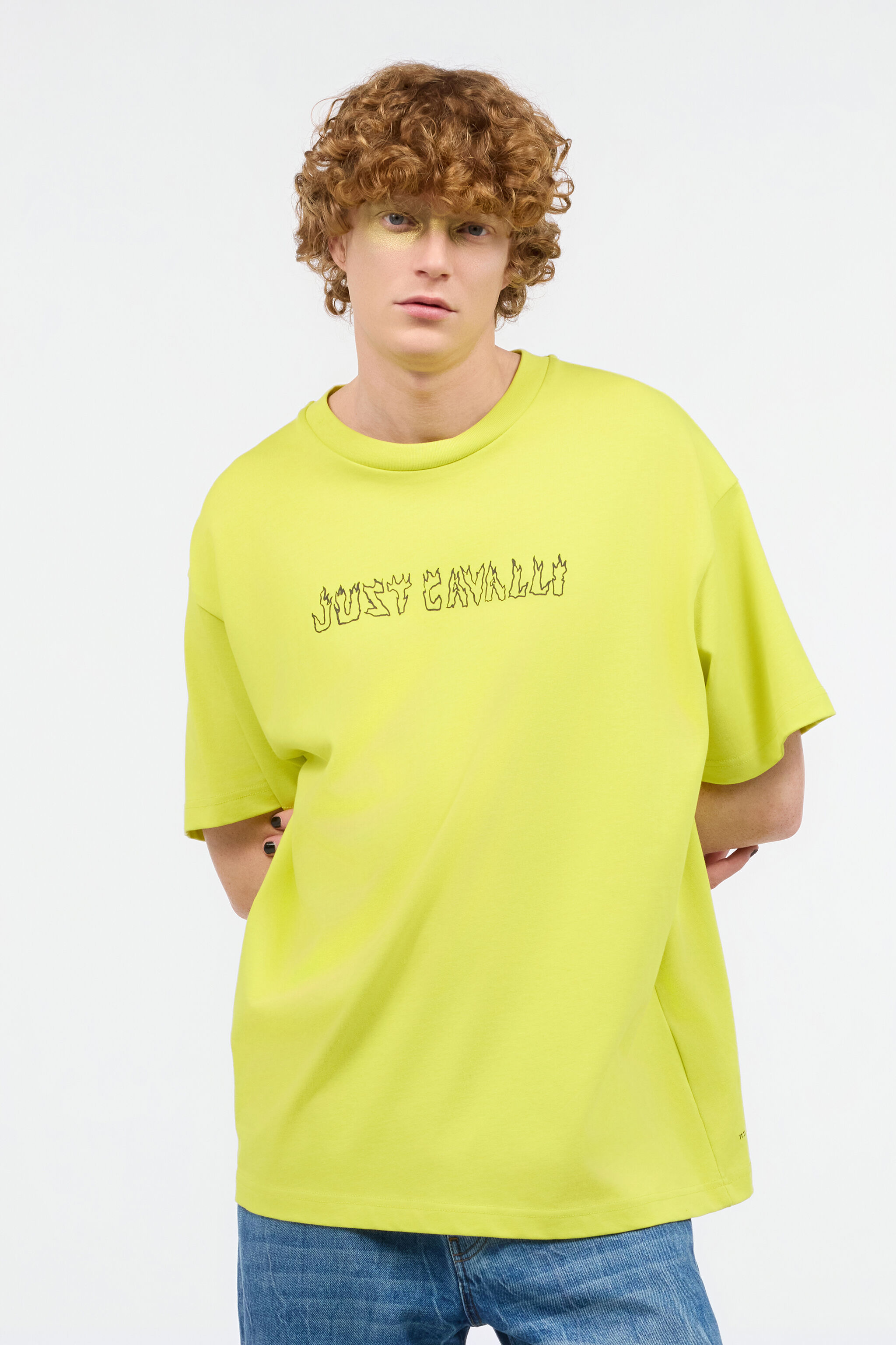 JC T-Shirt Mit In Flammen Stehendem Schriftzug Hellgrün UFT060-UF080