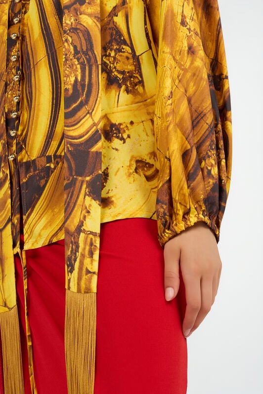 RC Chemise En Soie Imprimé Tigereye RC Chemise En Soie Imprimé Tigereye Jaune VKT700-4QP74