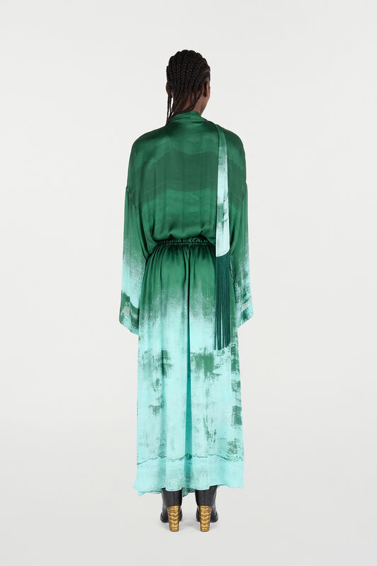 RC Shirt Dress in Pure Silk VERDE/PISCINA VKT123-CTP69