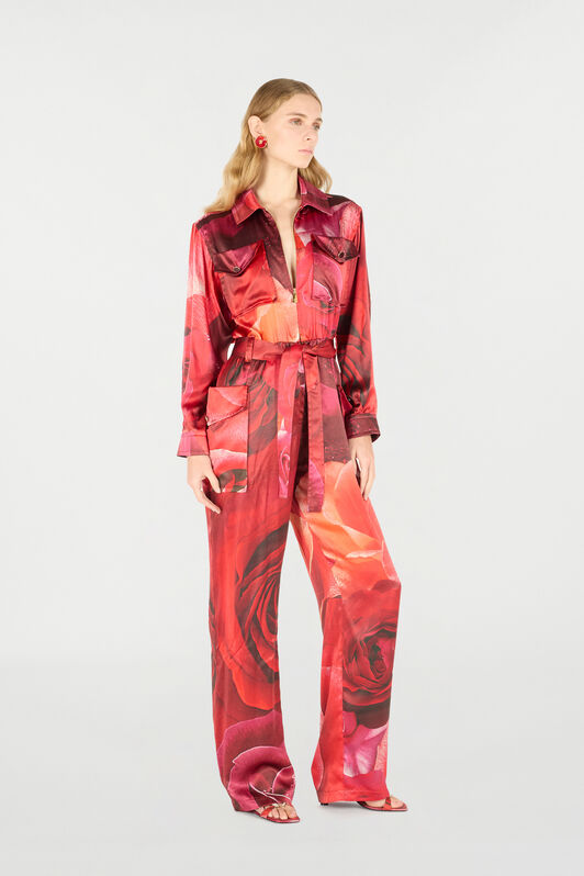 RC Combinaison Chemise À Imprimé Roses Rouge UKT100-RYN48