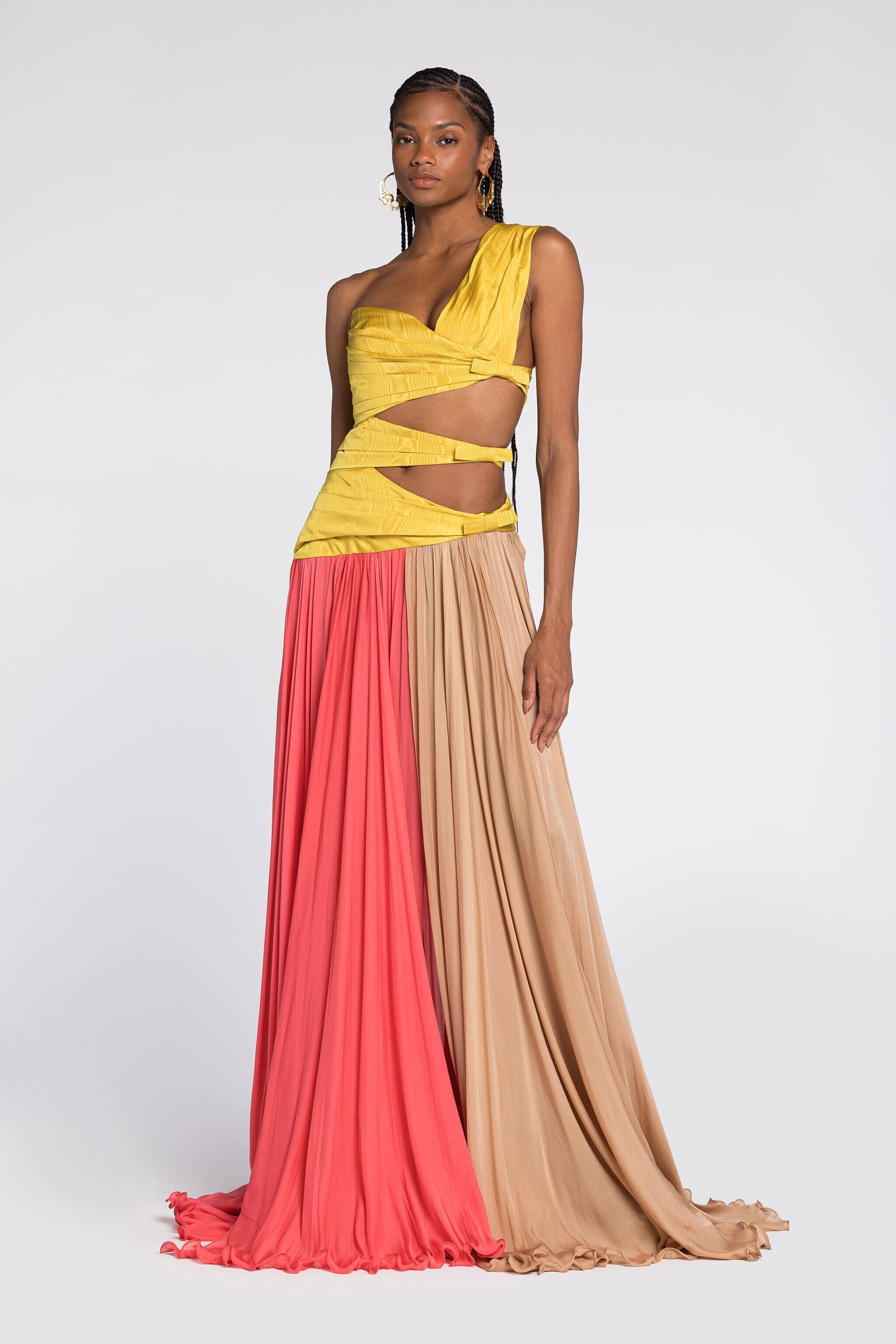 RC Farbblock Plissee-Kleid MULTICOLOR QWT148-RD022