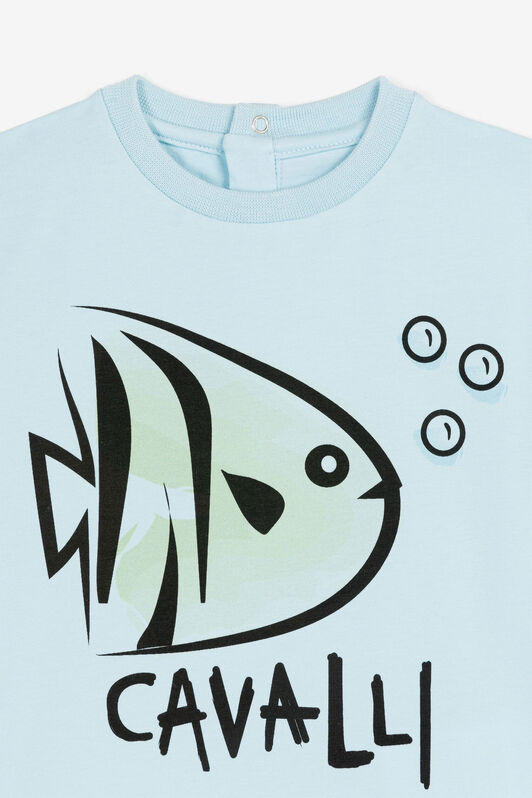 JU Fish And Logo-Print T-Shirt JU Fish And Logo-Print T-Shirt BABY BLUE OJT673-ISA2J