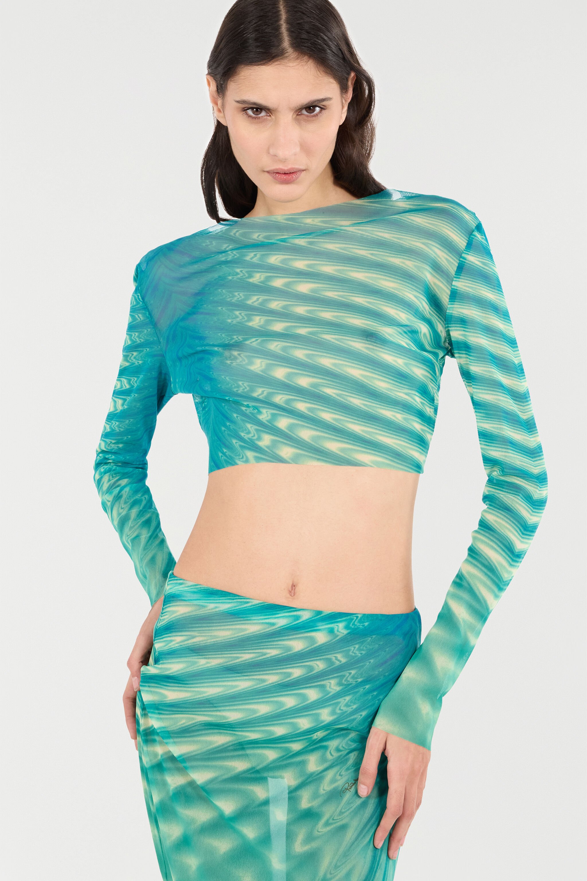 RC Set Aus Top Und Rock Mit Psychedelischem Print Hellgrün UKT13A-6HN47