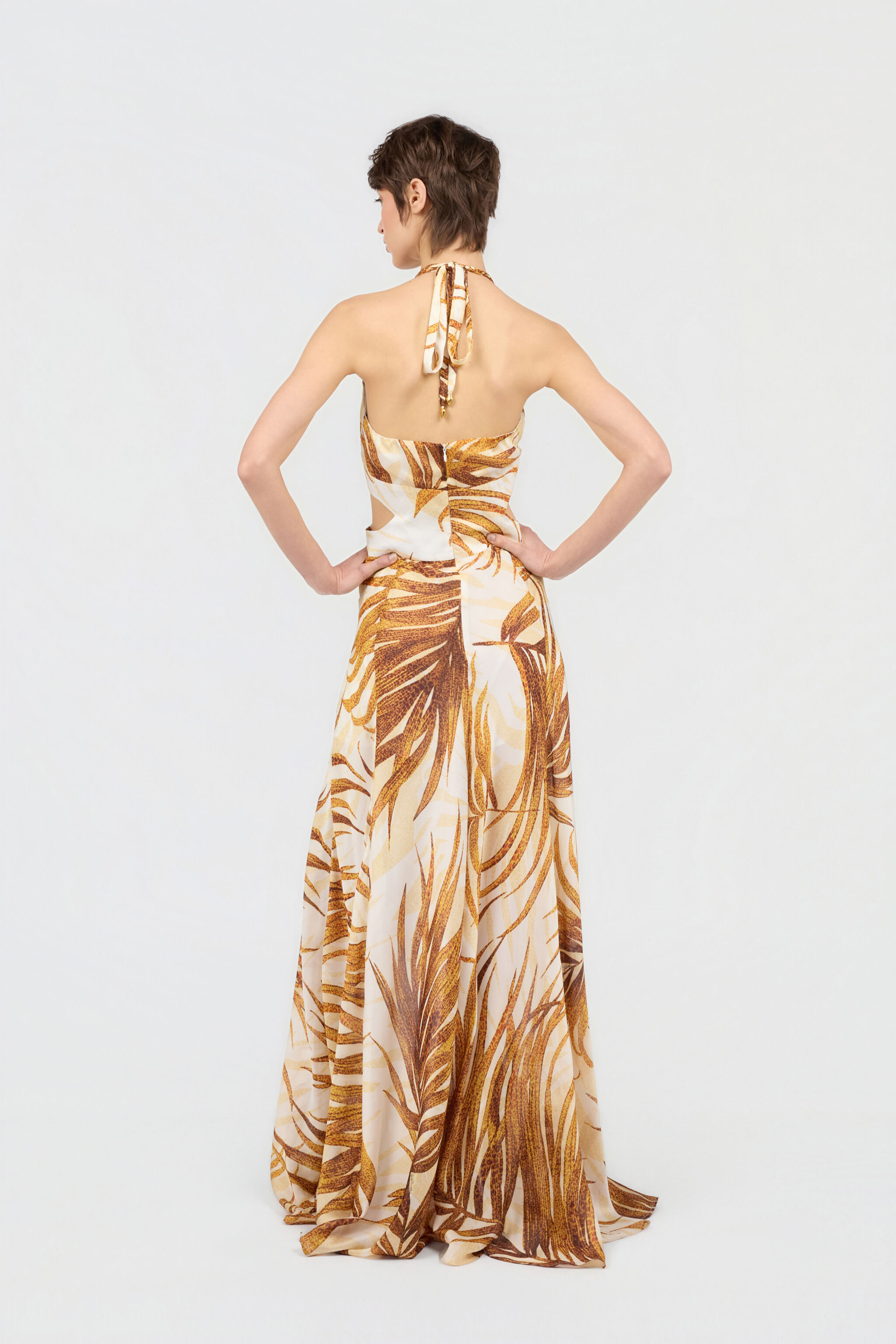 JC Golden Palm Print Maxi Dress DAFFODIL WFT305-WF703