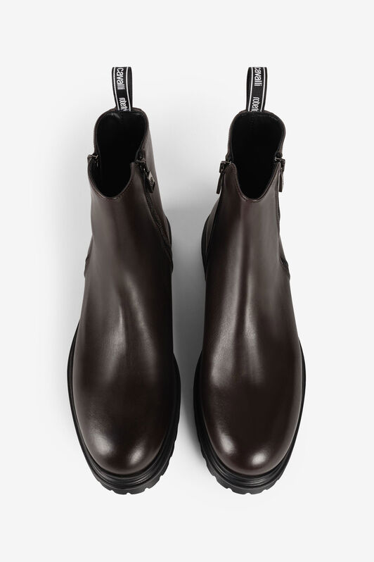 RC Botas de cuero con cremallera Marrón oscuro JSS00S-PZ085