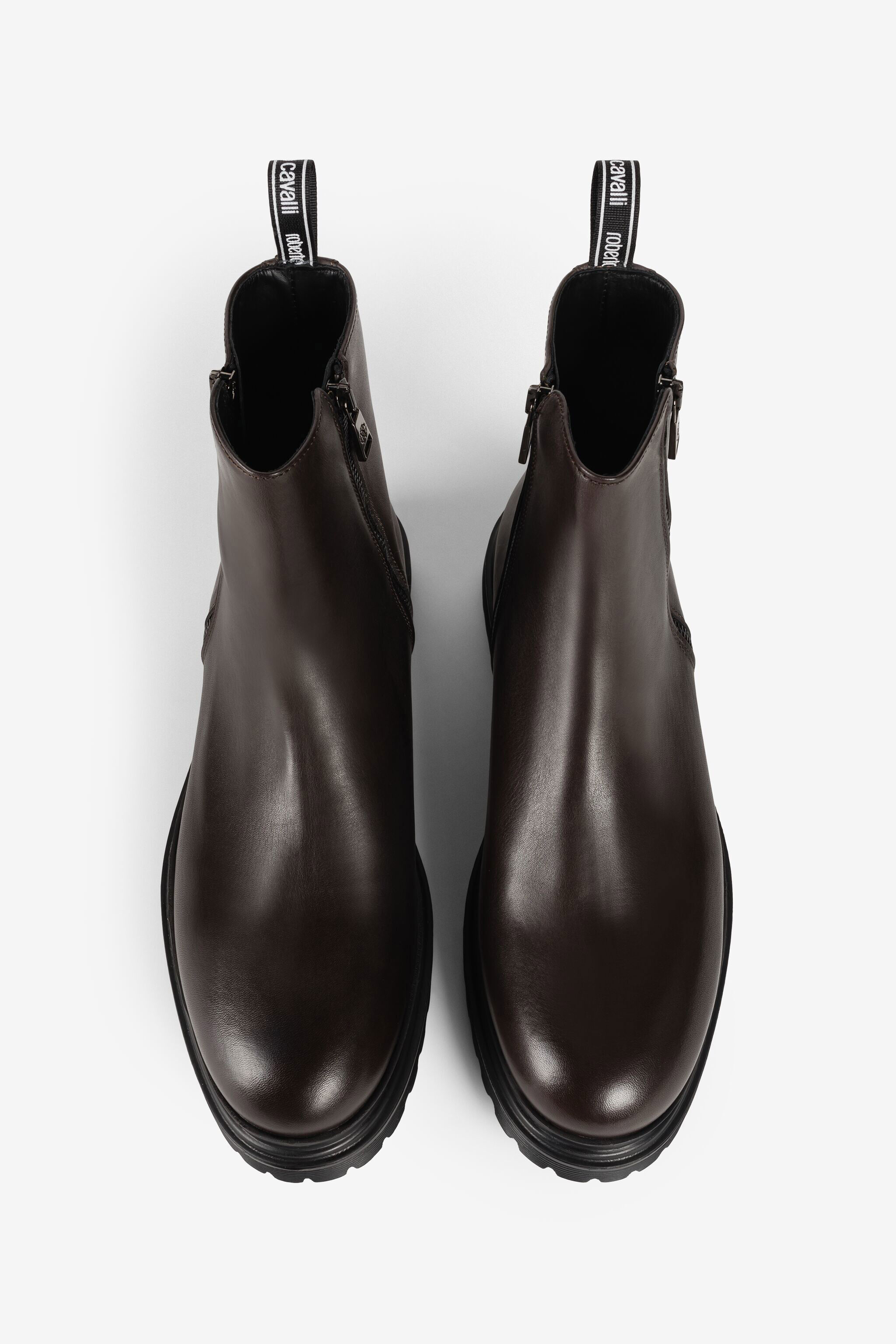 RC Botas de cuero con cremallera Marrón oscuro JSS00S-PZ085