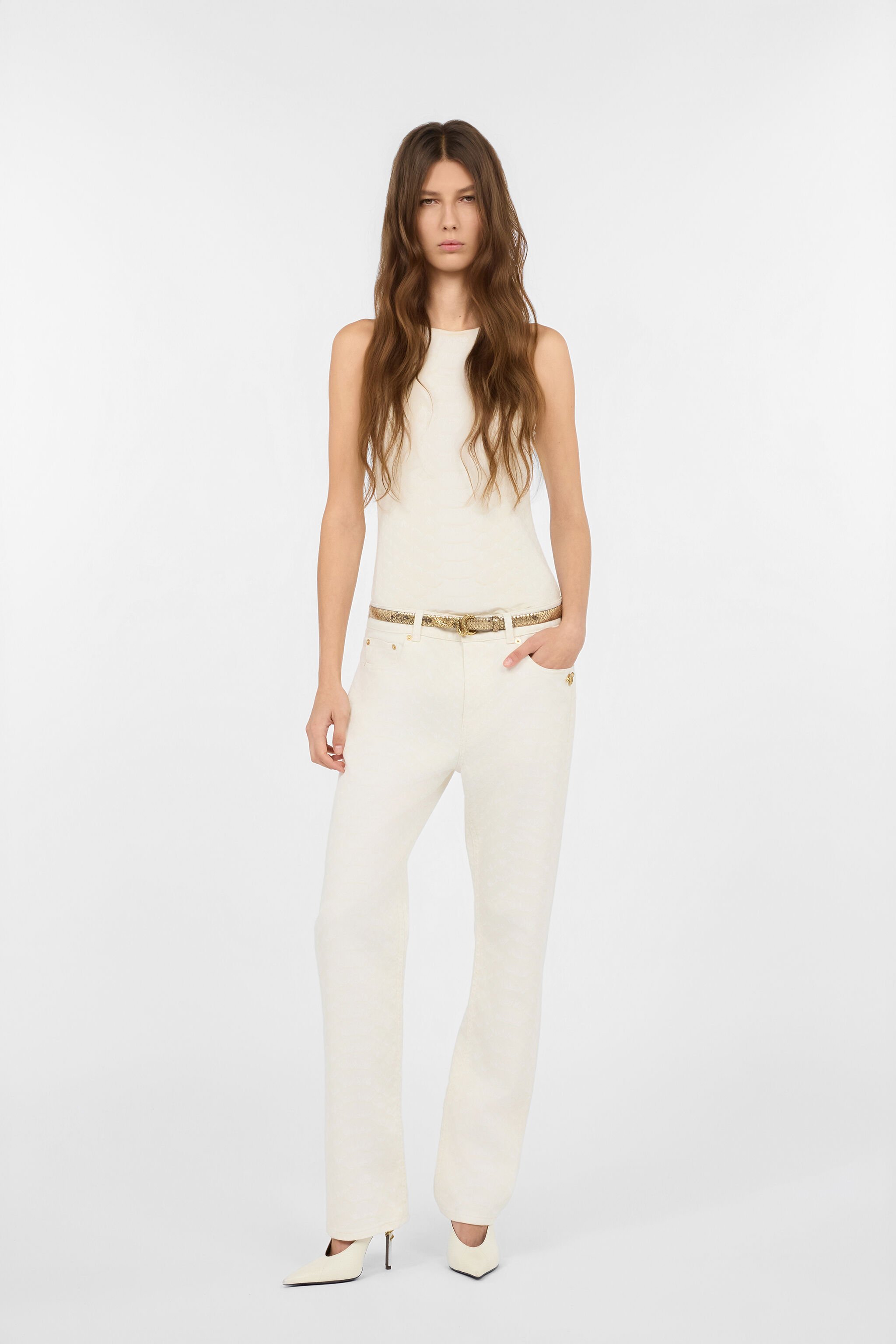 RC Jeans Bianchi Gamba Dritta Con Stampa Squame WHITE WWJ200-DAS36