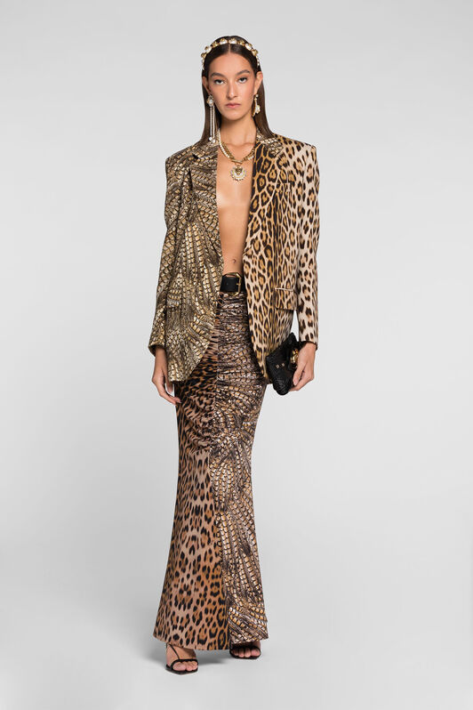 RC Animal print single-breasted blazer MACULA NATURALE QKT400-7OF52