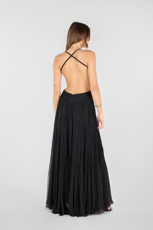 RC Draped backless silk dress Black QKT195-CC001