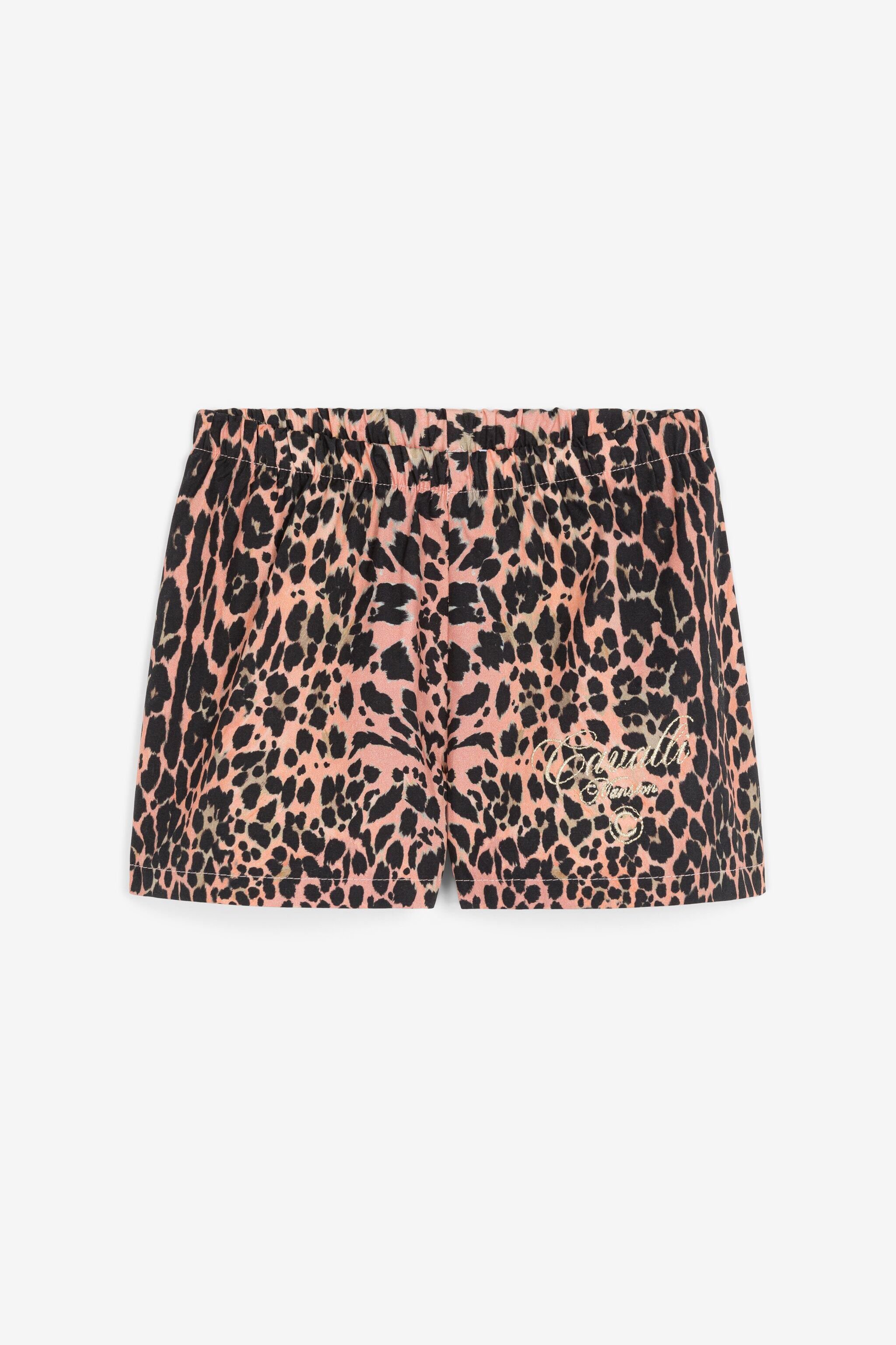 JU Logo-Embroidered Leopard-Print Shorts Pink OJT217-CO002