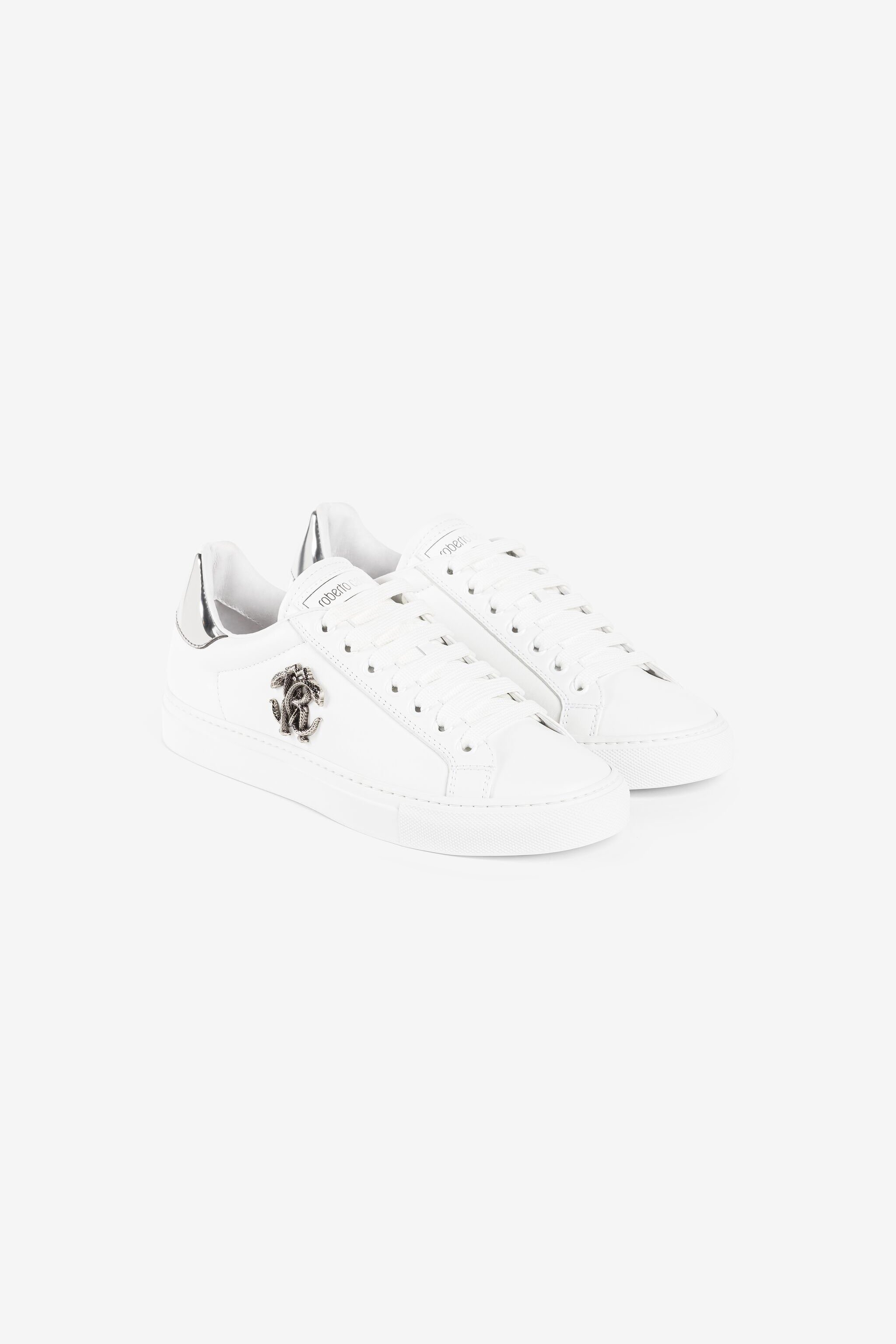 RC Logo-plaque leather sneakers White/Silver RKS038-PZB23