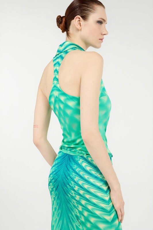 RC Long Dress with Optical Glass Print RC Long Dress with Optical Glass Print Light green UKT105-JRN47