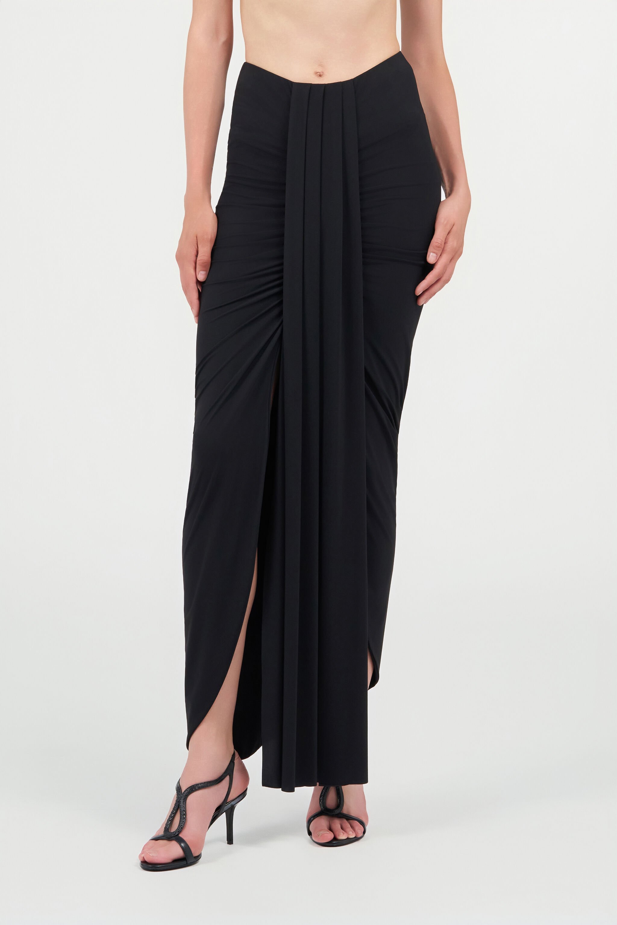 RC Long Draped Skirt BLACK WKW008-LL030