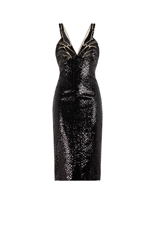 RC Python Ramage Sequin-Embellished Dress Negro KQR137-RT020