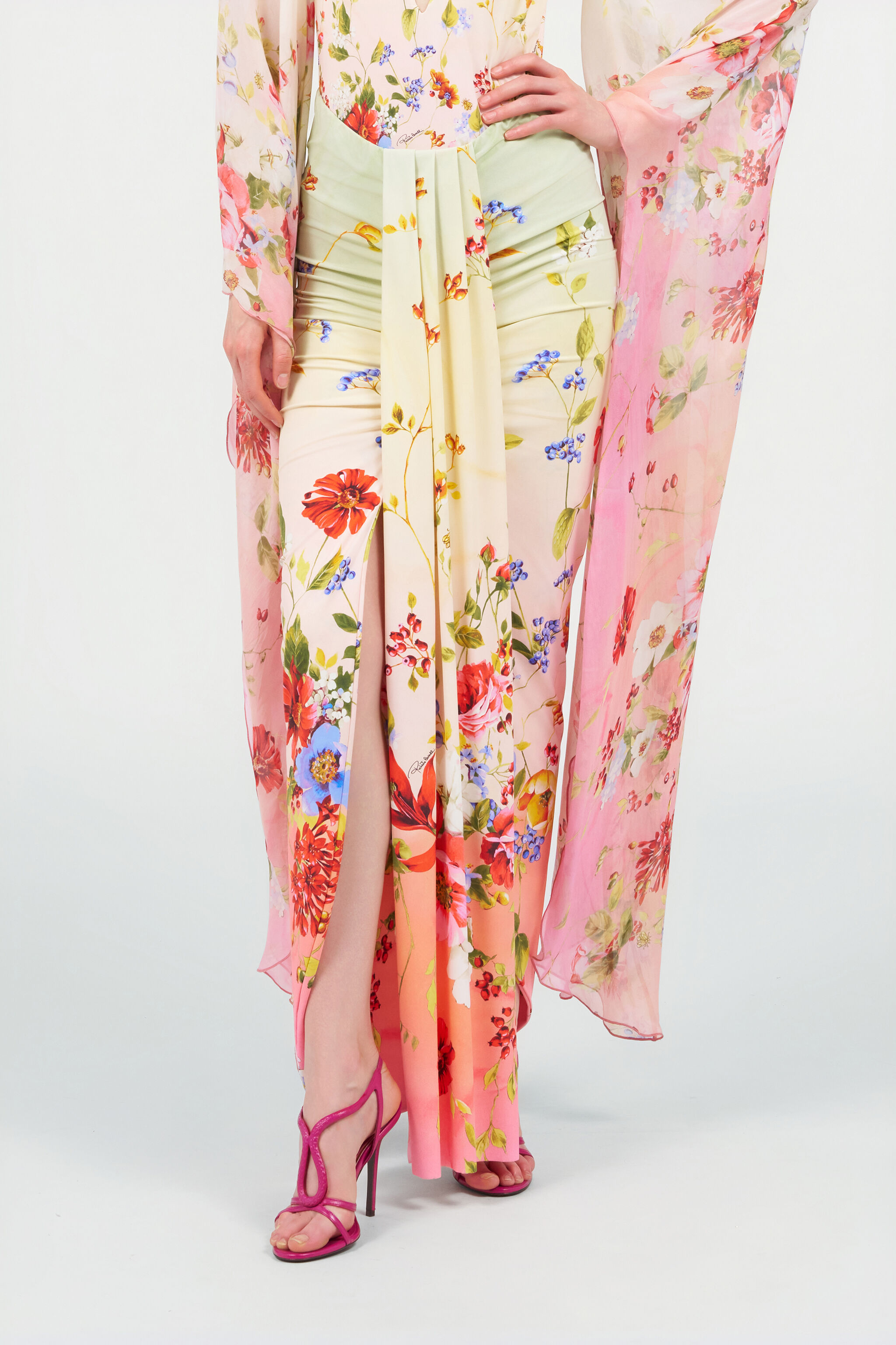 RC Sarong Miami Flowers GREEN/FUCHSIA WQW008-HVR32