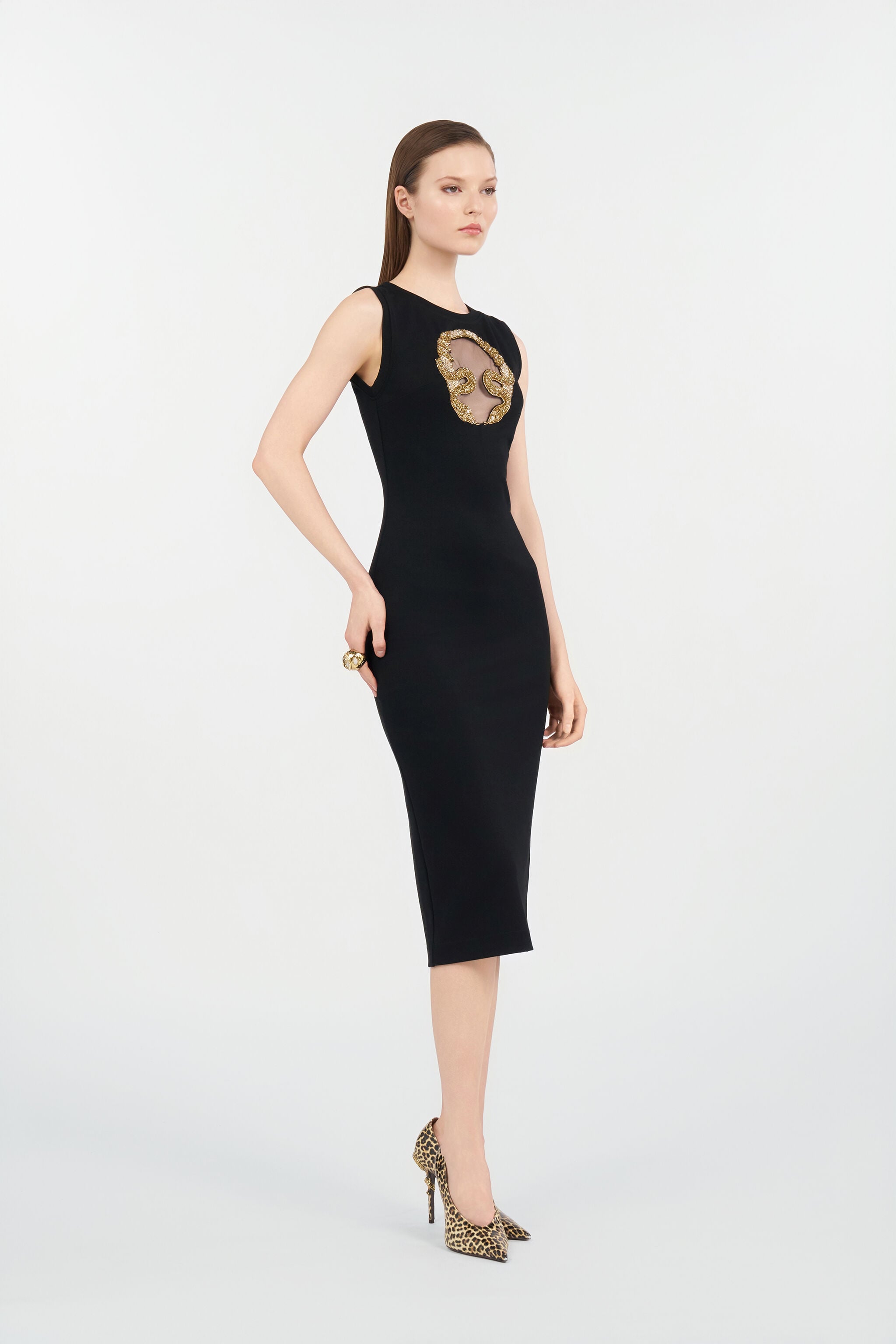 Embroidered Dress in BLACK for Women | Roberto Cavalli®