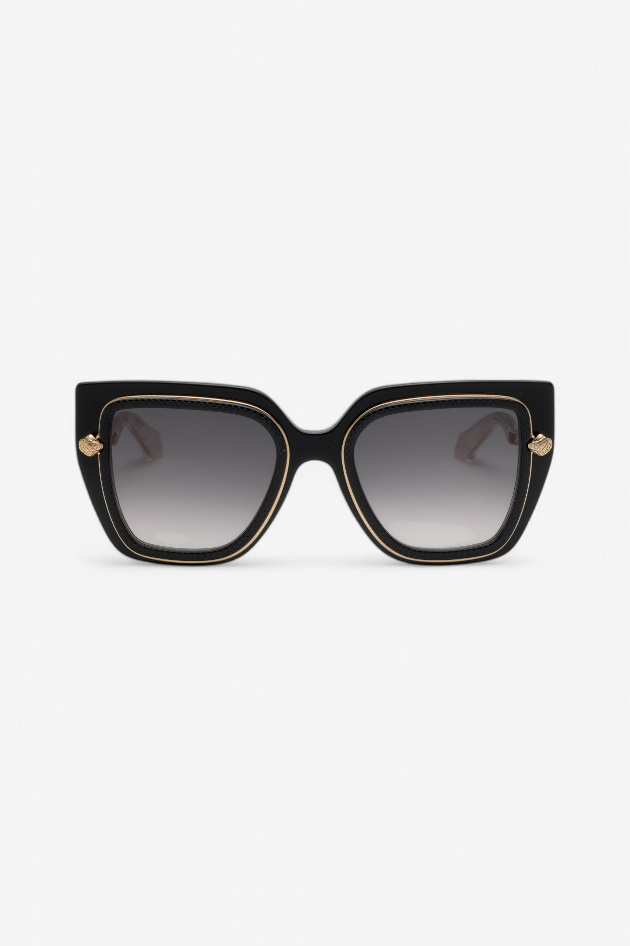 RC Wide and feminine front sunglasses with double ring decoration Black UALD06-ID201