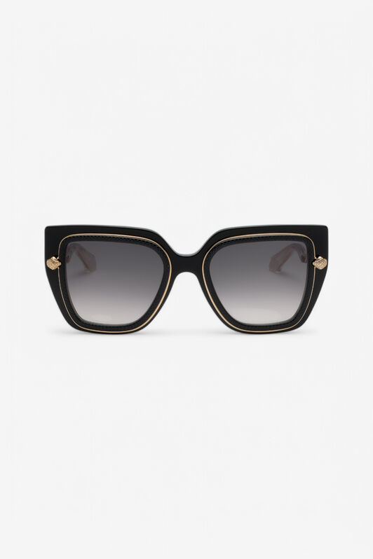 RC Wide and feminine front sunglasses with double ring decoration RC Wide and feminine front sunglasses with double ring decoration Black UALD06-ID201