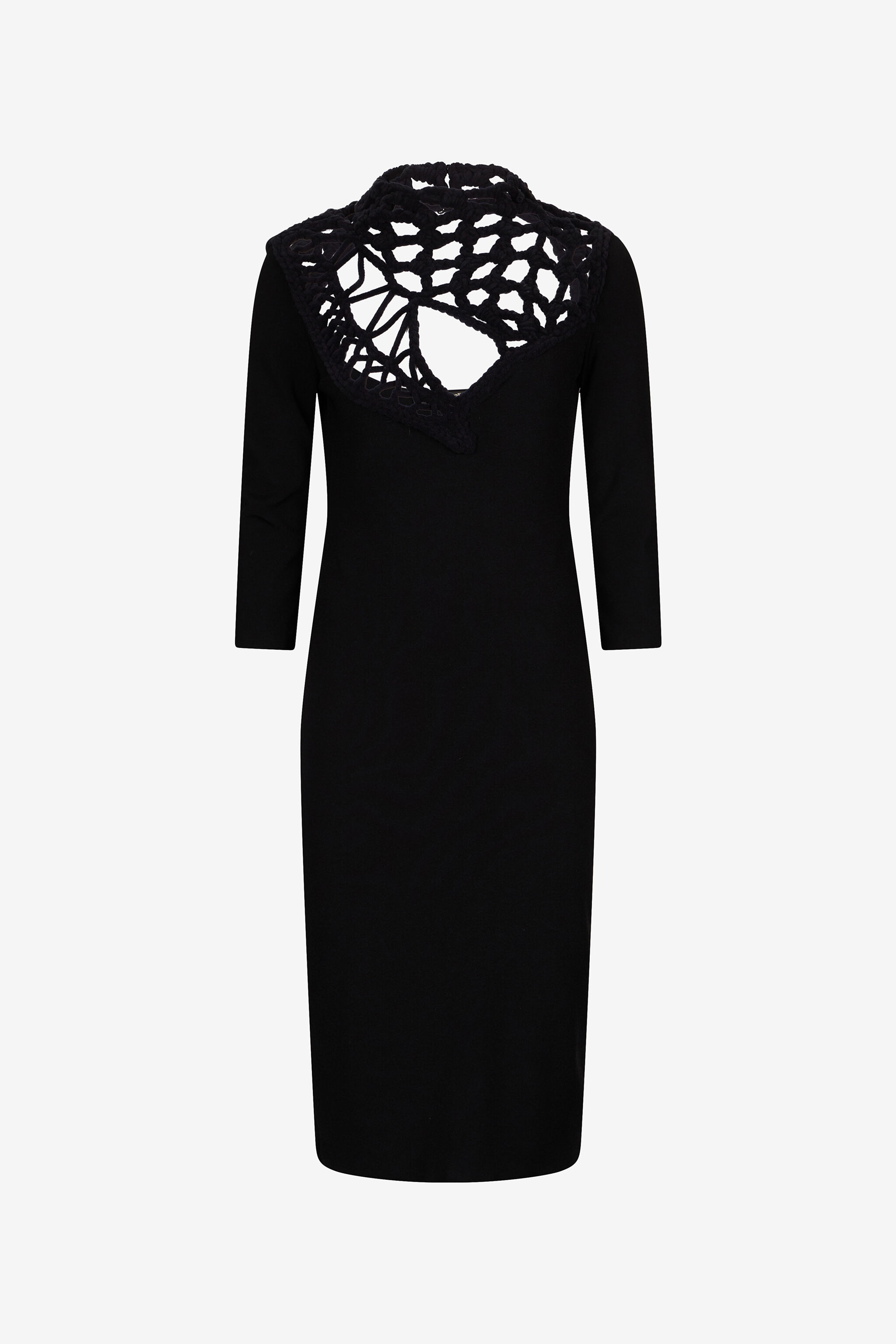 RC Robe Midi Avec Encolure Ajourée Au Crochet Noir TWM103-MI014