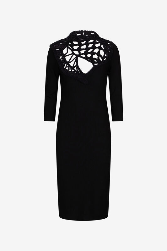RC Robe Midi Avec Encolure Ajourée Au Crochet RC Robe Midi Avec Encolure Ajourée Au Crochet Noir TWM103-MI014
