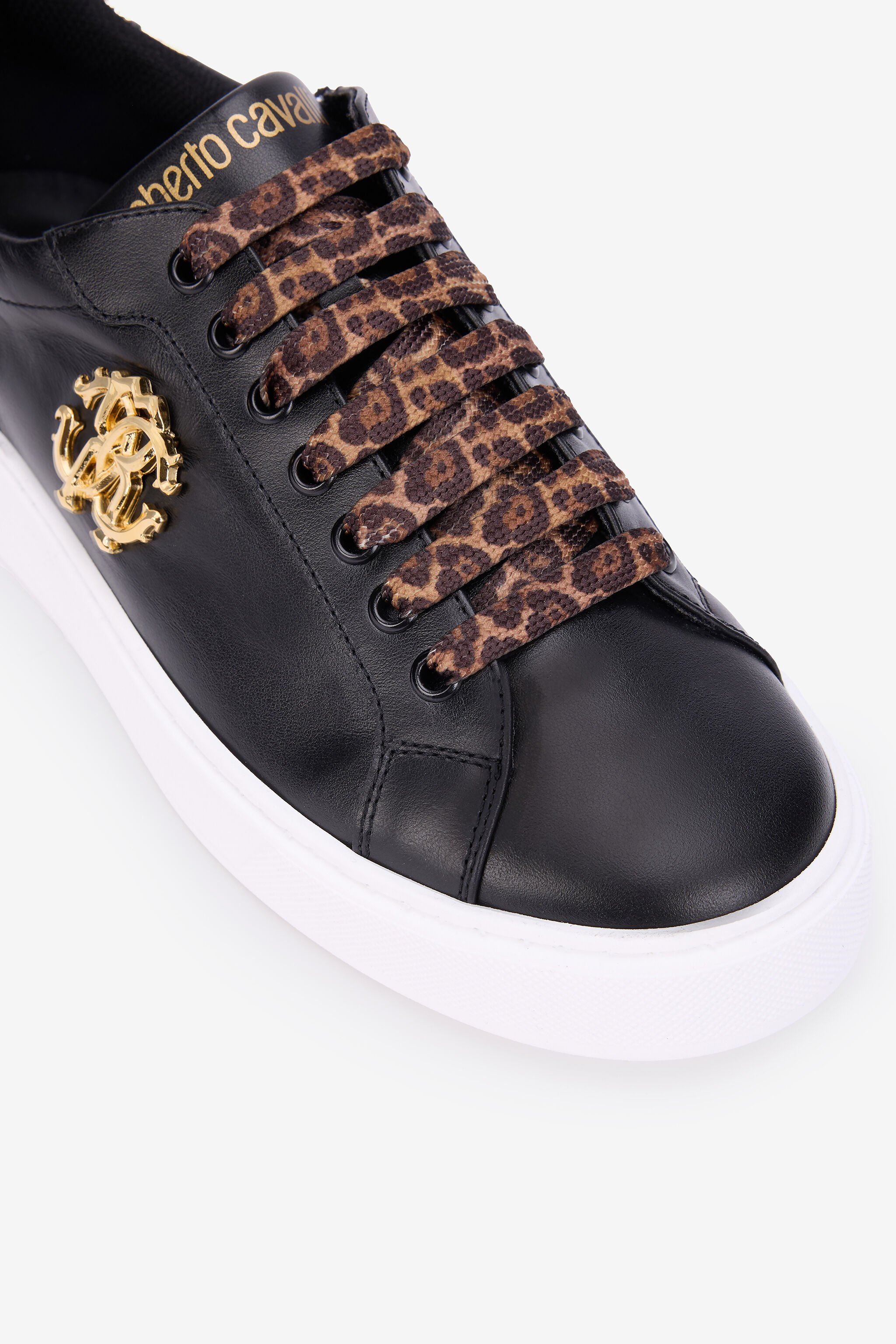 RC Black Leather Sneaker With Monogram RC BLACK QOS01J-PZO13