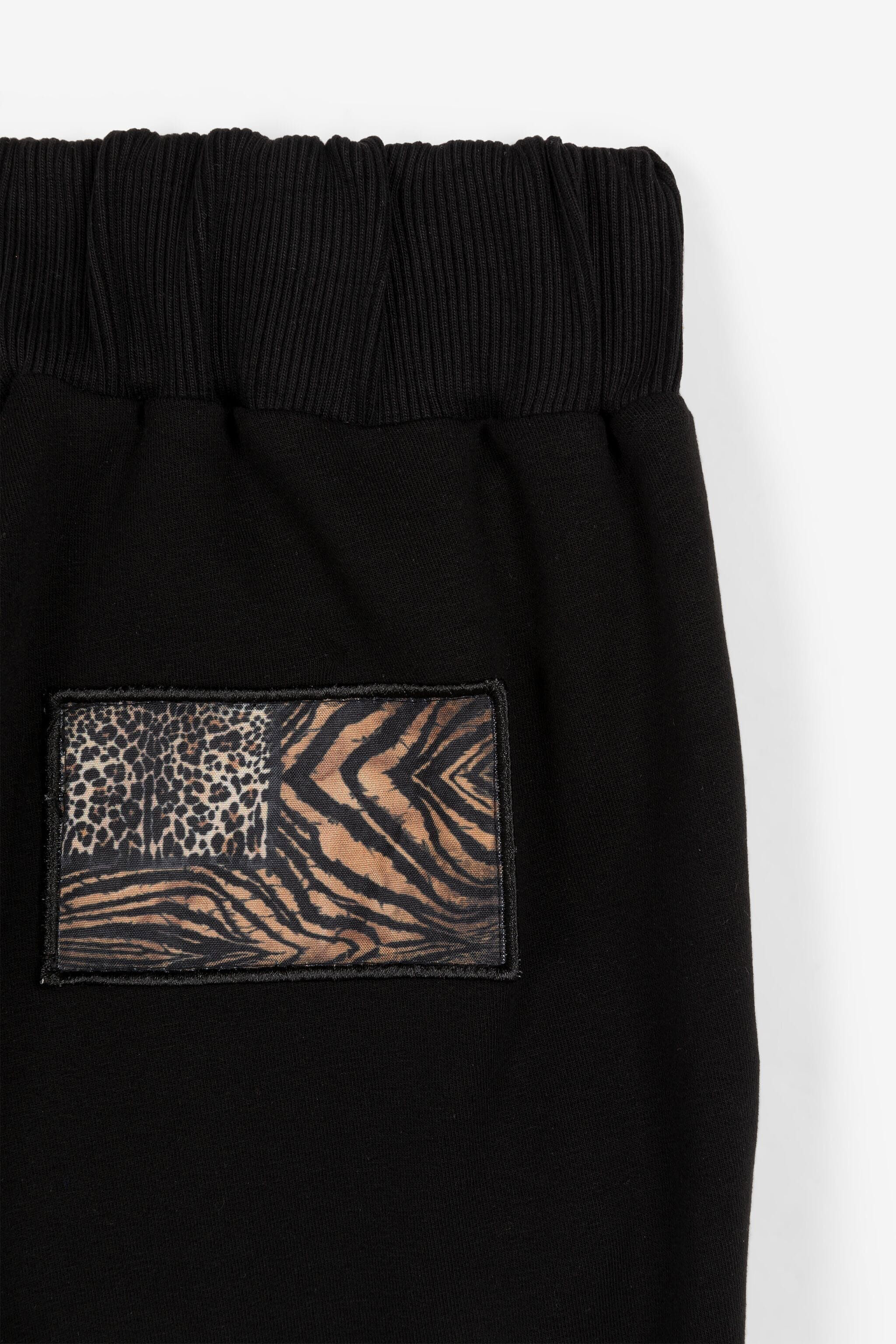 JU Animalier Patchwork-Print Appliqué Sweatpants Black OJT272-ISA2J