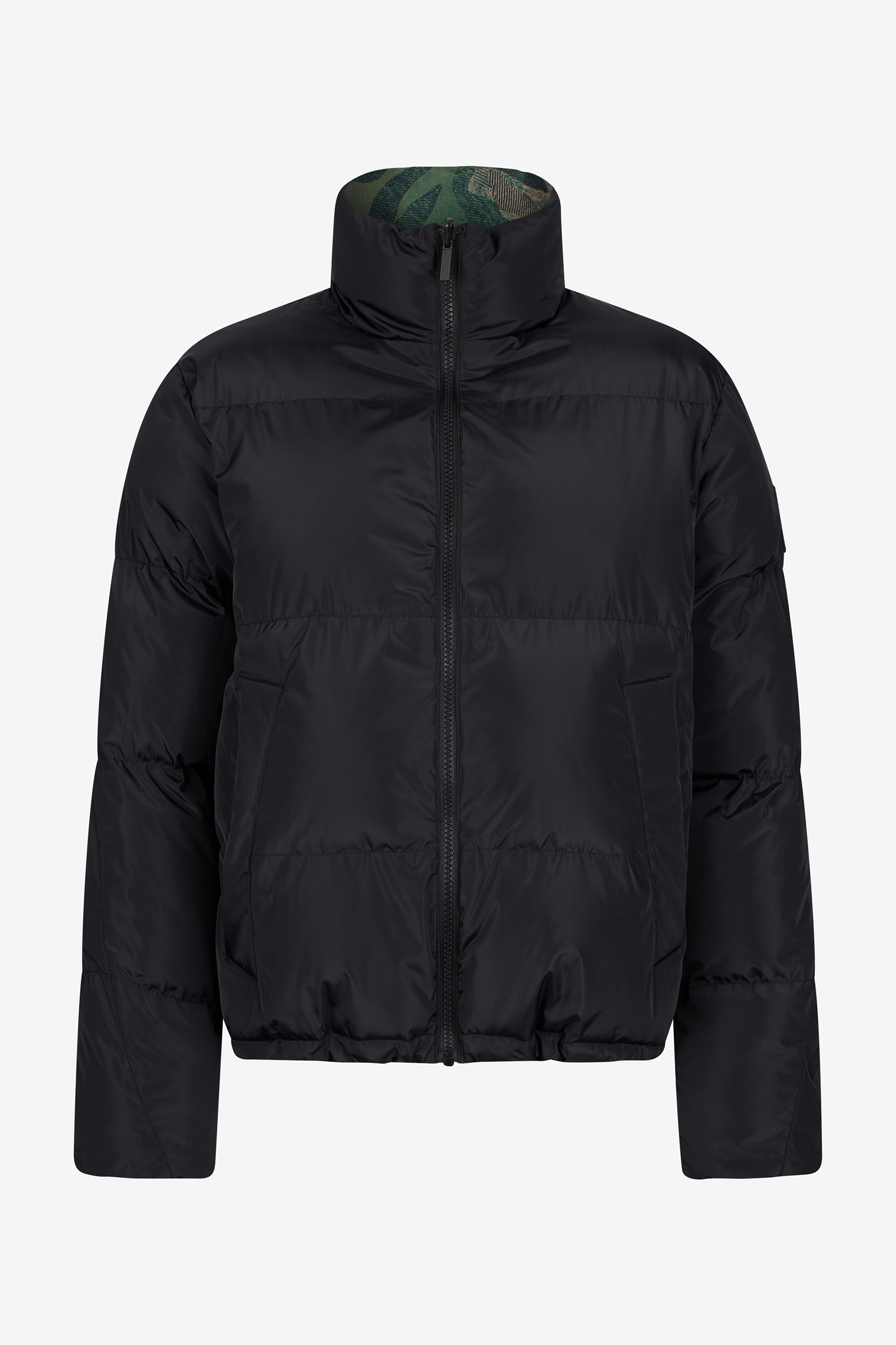 Roberto Cavalli Reversible Tiger Camu Print Puffer Jacket In Black