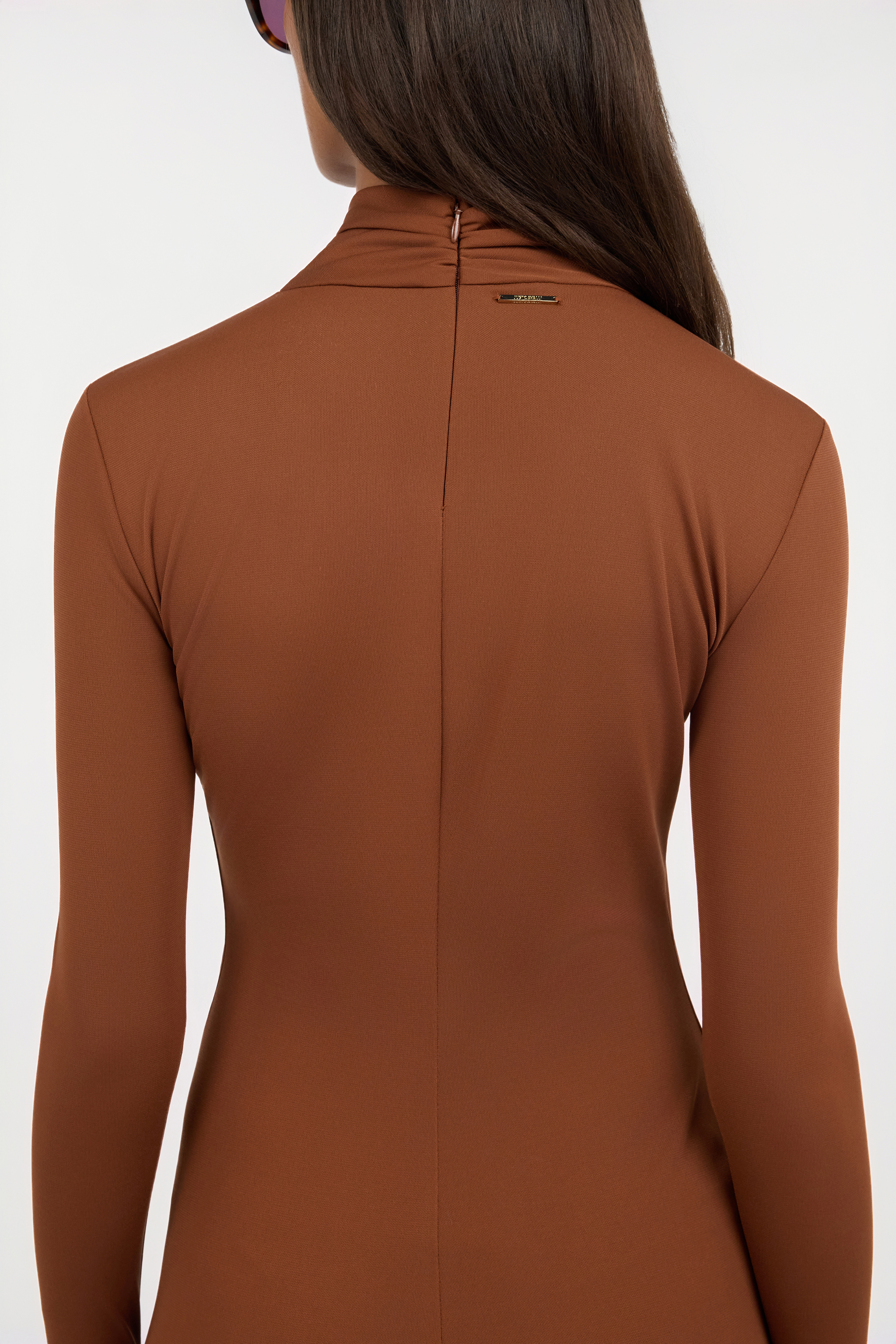 Brown Maxi Dress With Twisted Neckline